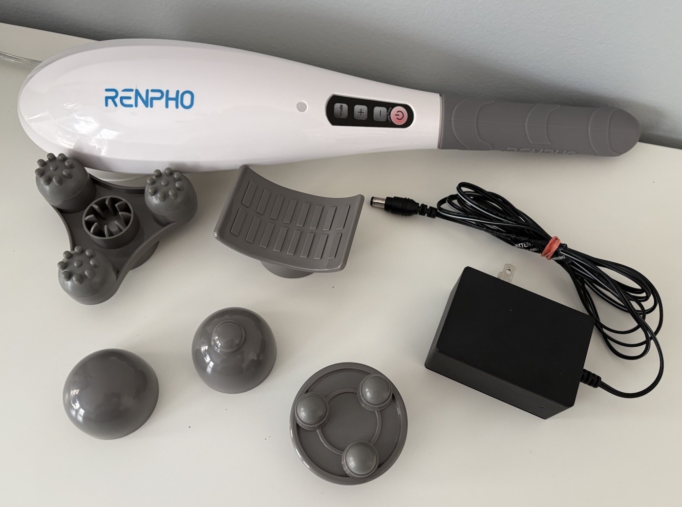 RENPHO Hand Held Deep Tissue Massager Percussion Massager Gun Rechargeable White