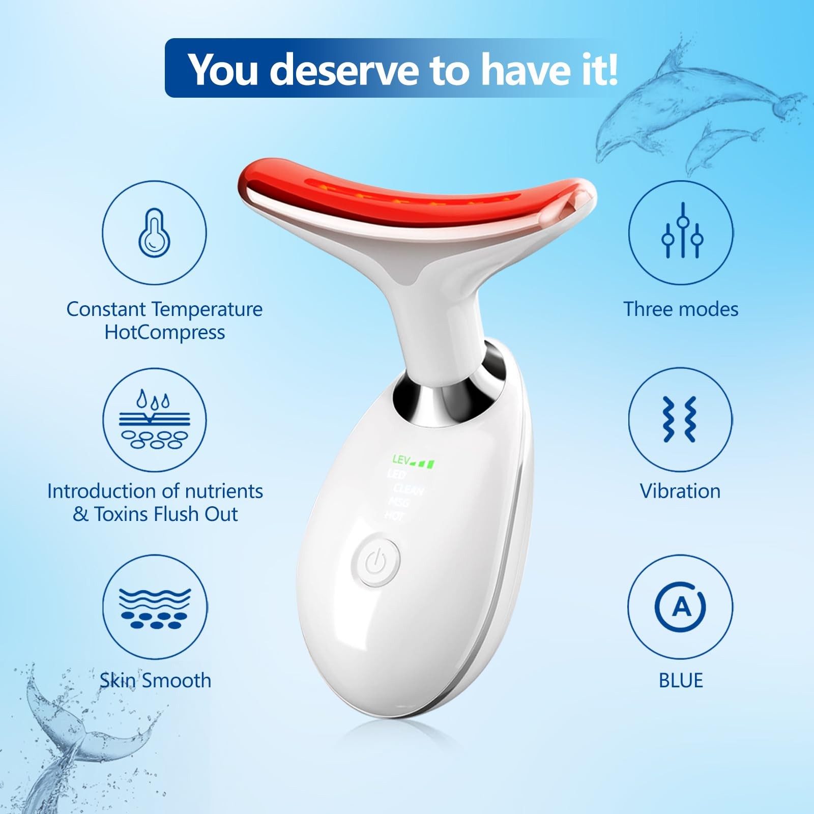 2025New Neck Face Massager, Sculpting Tool, 3 Modes and Vibration White