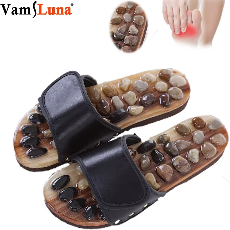 Massage Stone Shoes Acupressure Massage Slippers with Natural Stone Therapeutic