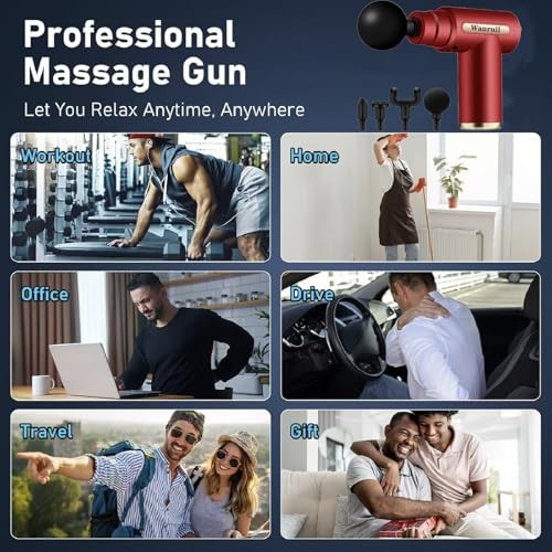 WANRUIL Massage Gun,Upgrade Deep Tissue Muscle Massager for 19×14.5cm, Red