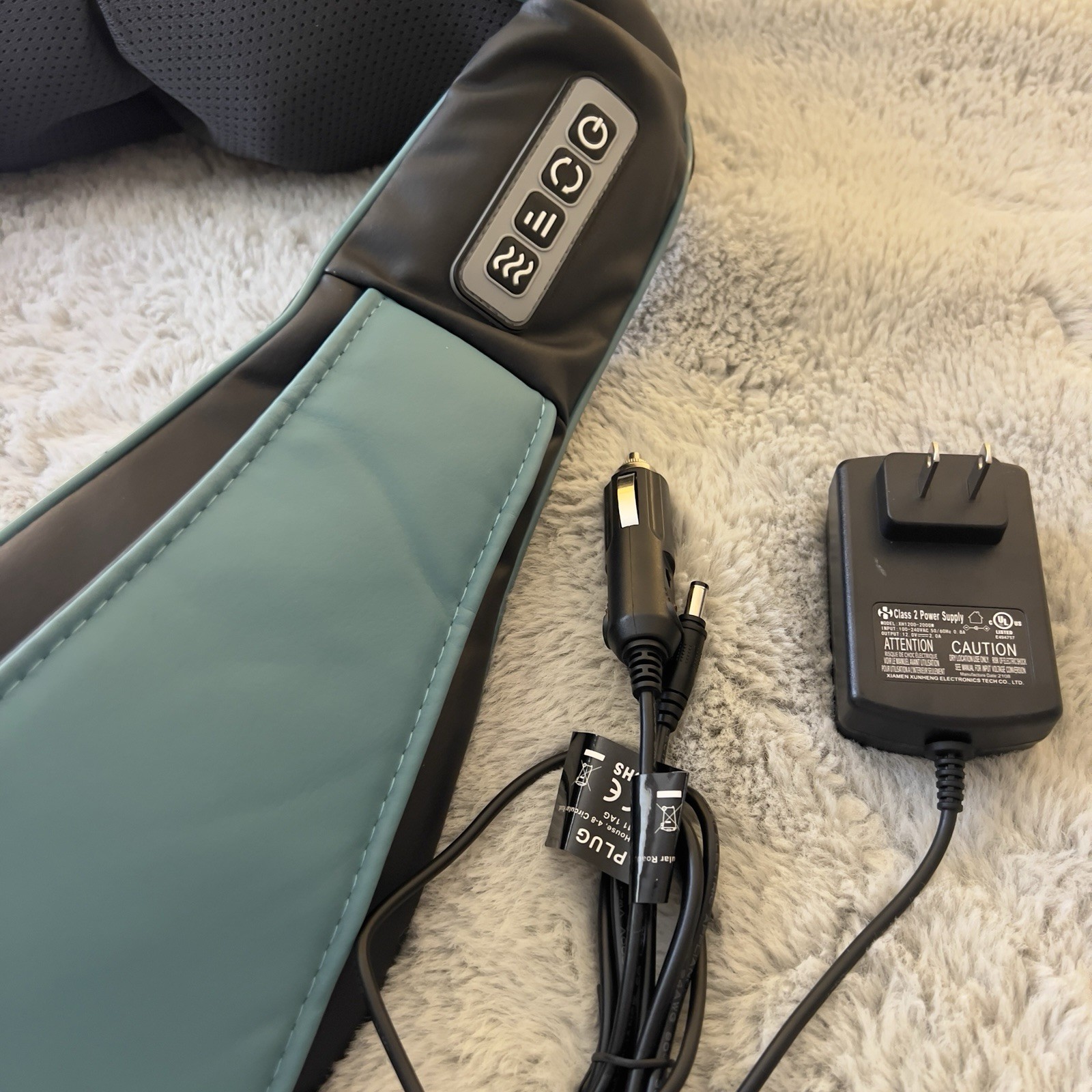 Invospa Heated Electric Neck Back Shoulder Massager Black Blue with Carry Bag