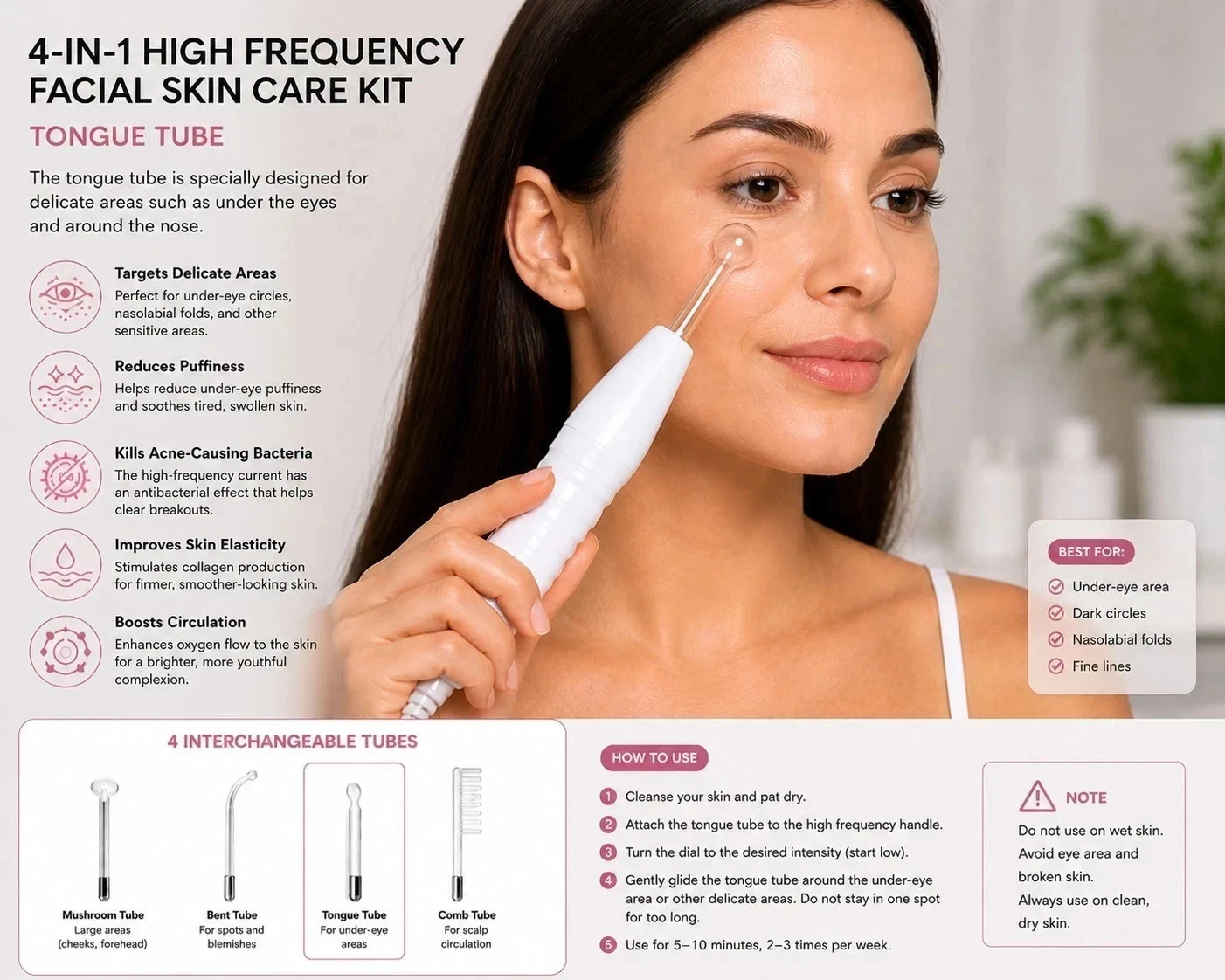 4 In 1 – Portable Facial Skin Care Kit High – Frequency 120 Khz Facial Massager