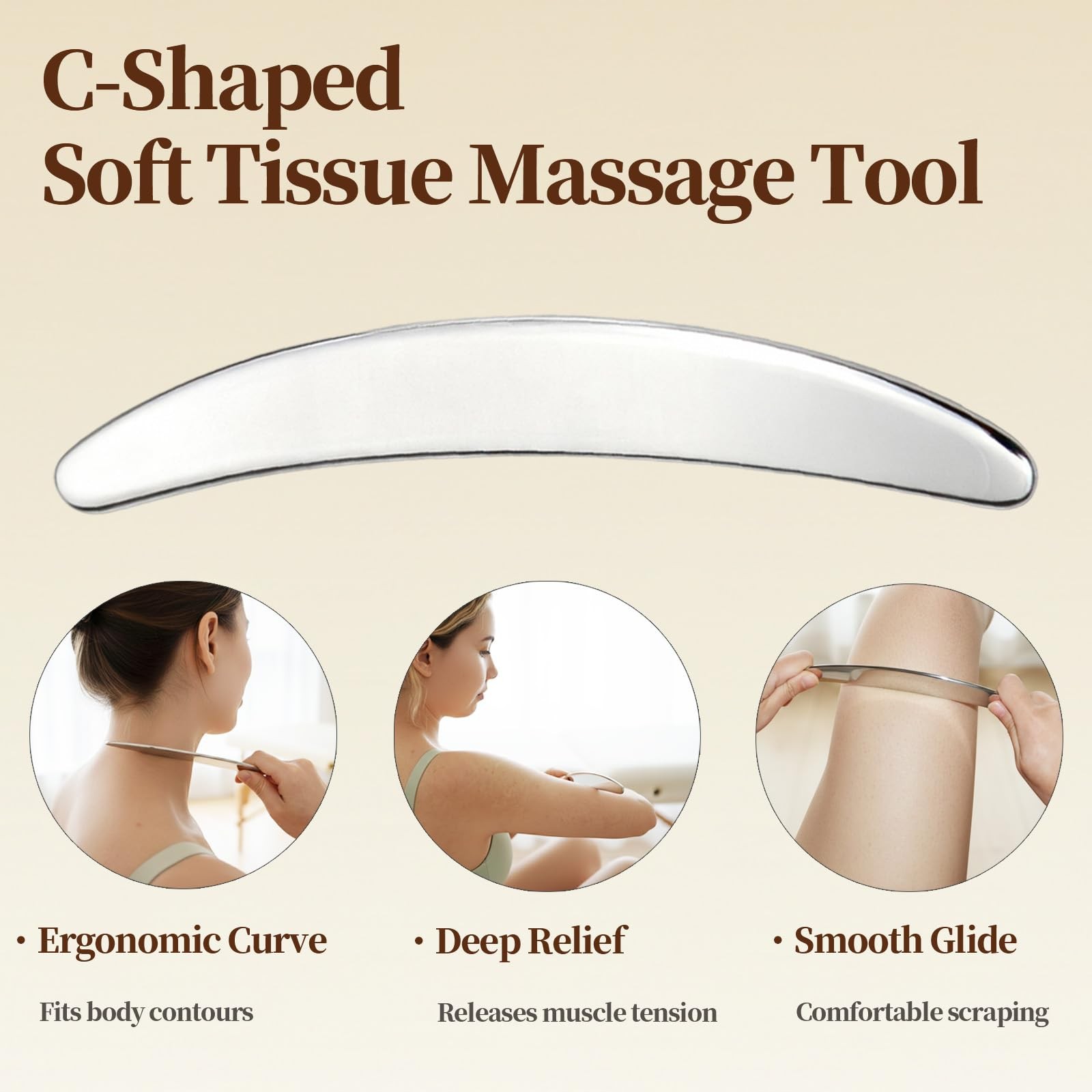 4-in-1 Stainless Steel Gua Sha IASTM Massage Scraper Tool Set Deep Tissue