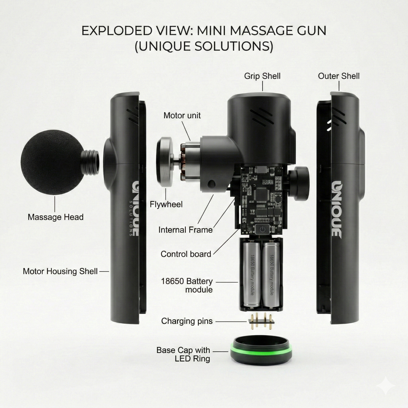 Massage Gun 6 Speeds 12 Heads Deep Tissue Brushless Motor Body MusclePain Relief