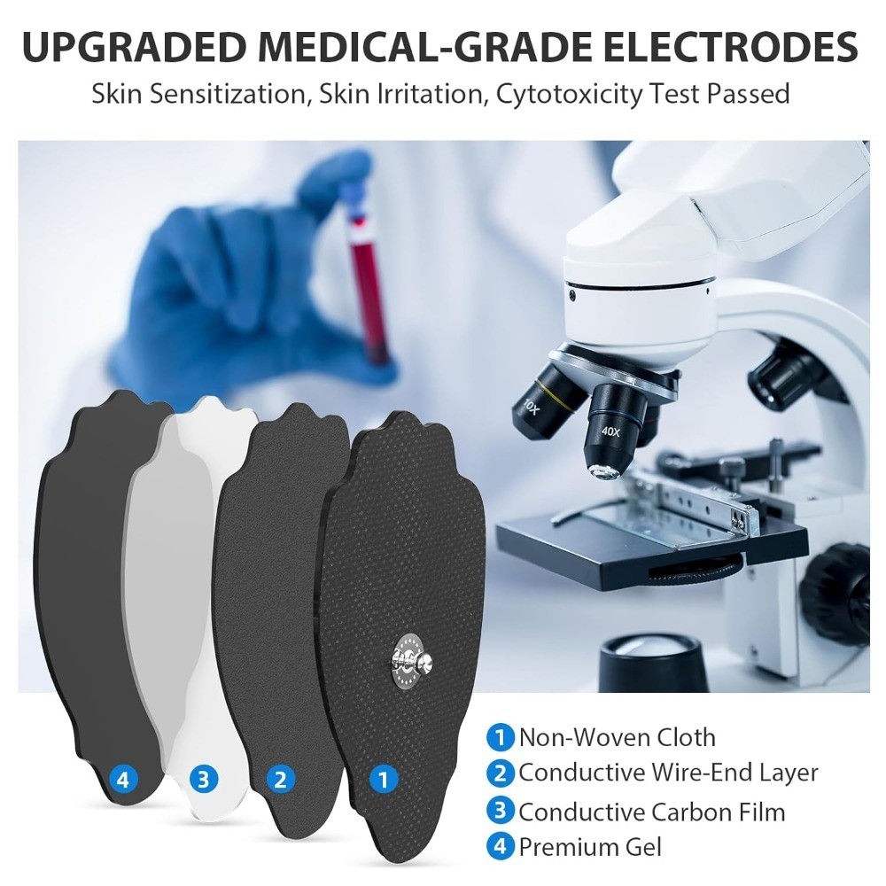 Reusable TENS Unit Electrode Pads 20 Pack 3.5mm Snap EMS Replacement Pads for