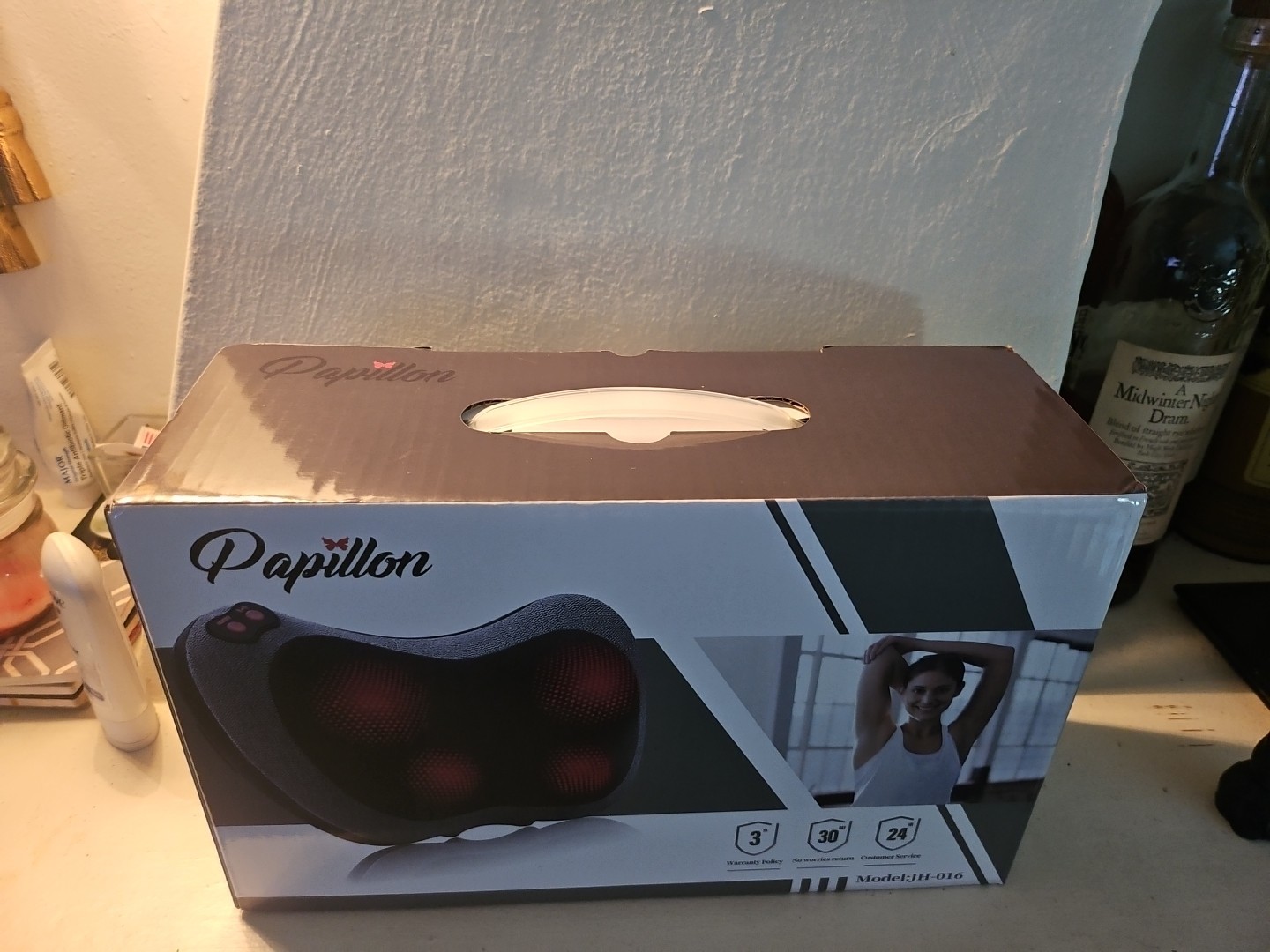 Papillon 3D Shiatsu Massager With Heat Pillow AC/DC Powered JH-016