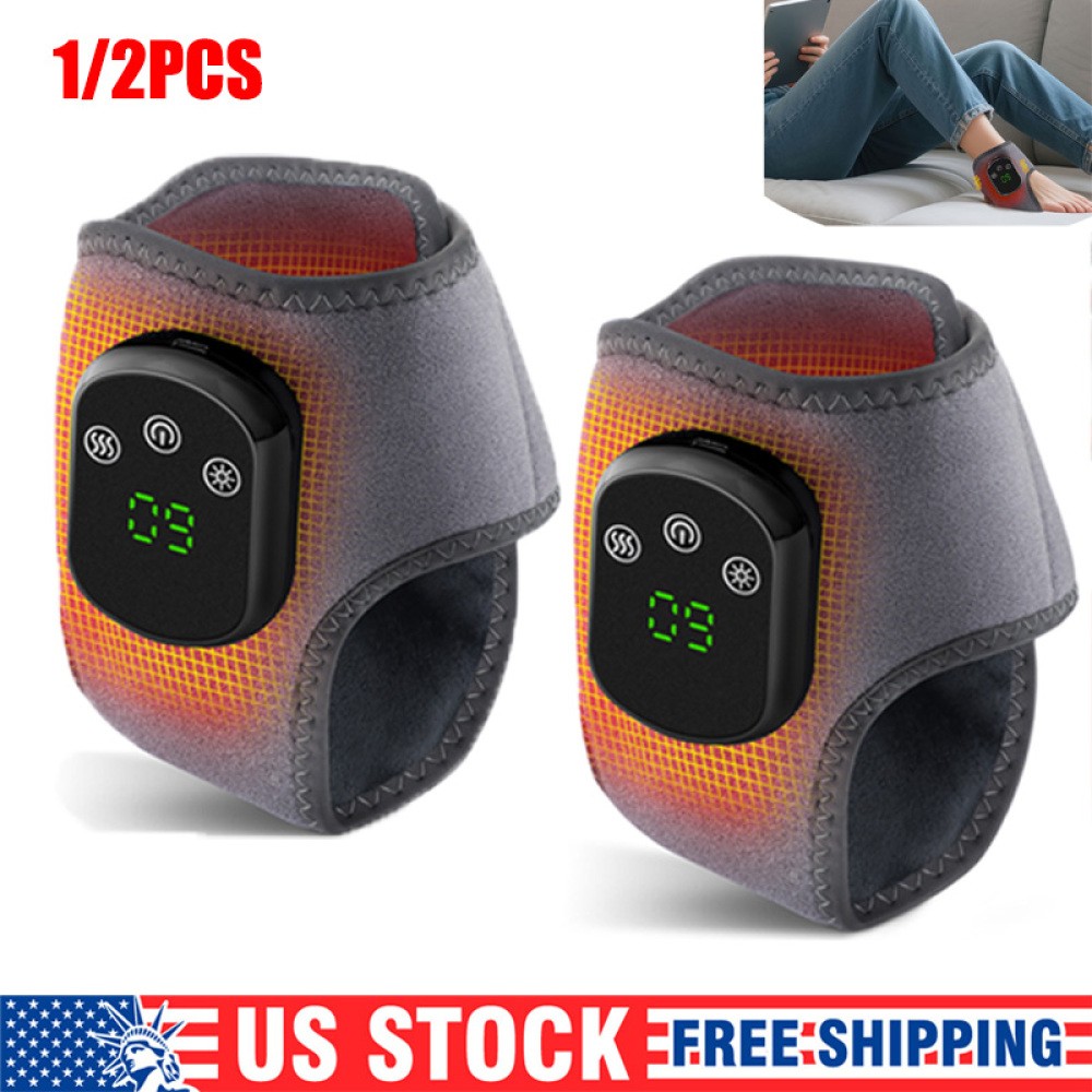 2x Electric Foot Ankle Massager Heating Vibration & Hot Compress Pain Relief