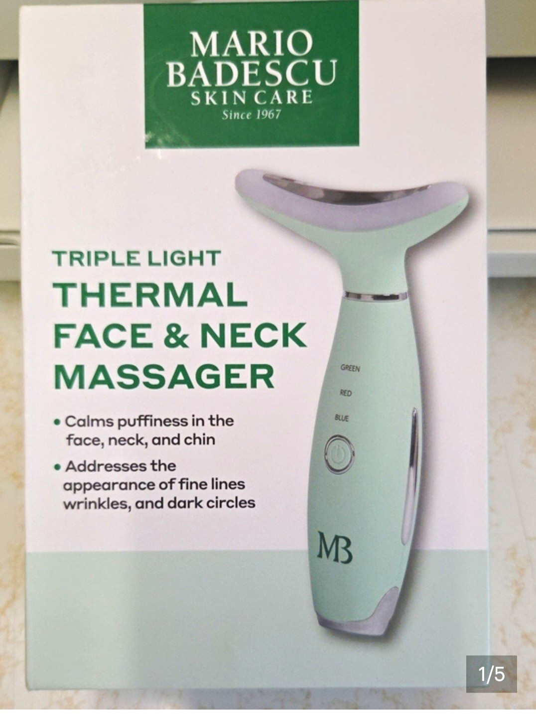 Mario Badescu Triple Light Thermal Face & Neck Massager Vibrating Heated USB