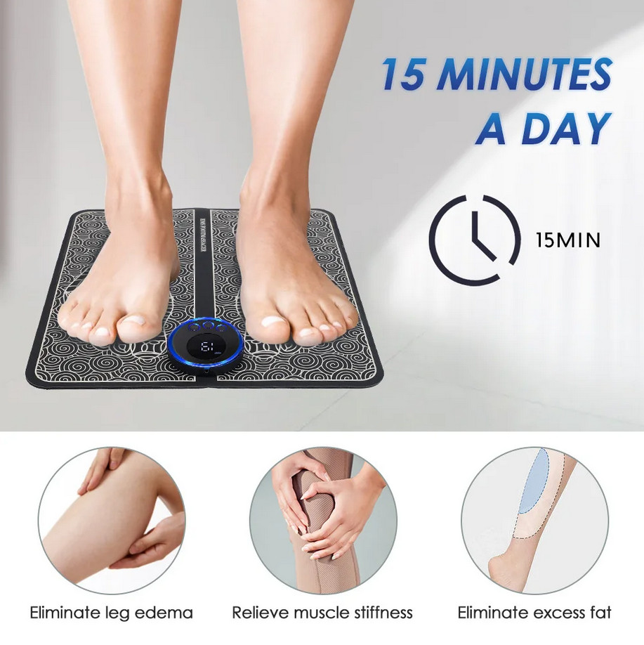 EMS Foot Massager for Relaxation -Foldable USB-charging Feet Massage Mat-8 Modes