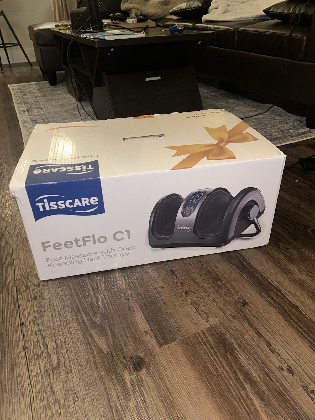 TISSCARE FeetFlo C1 Foot Massager Kneading with Heat, Corded, Black/Silver