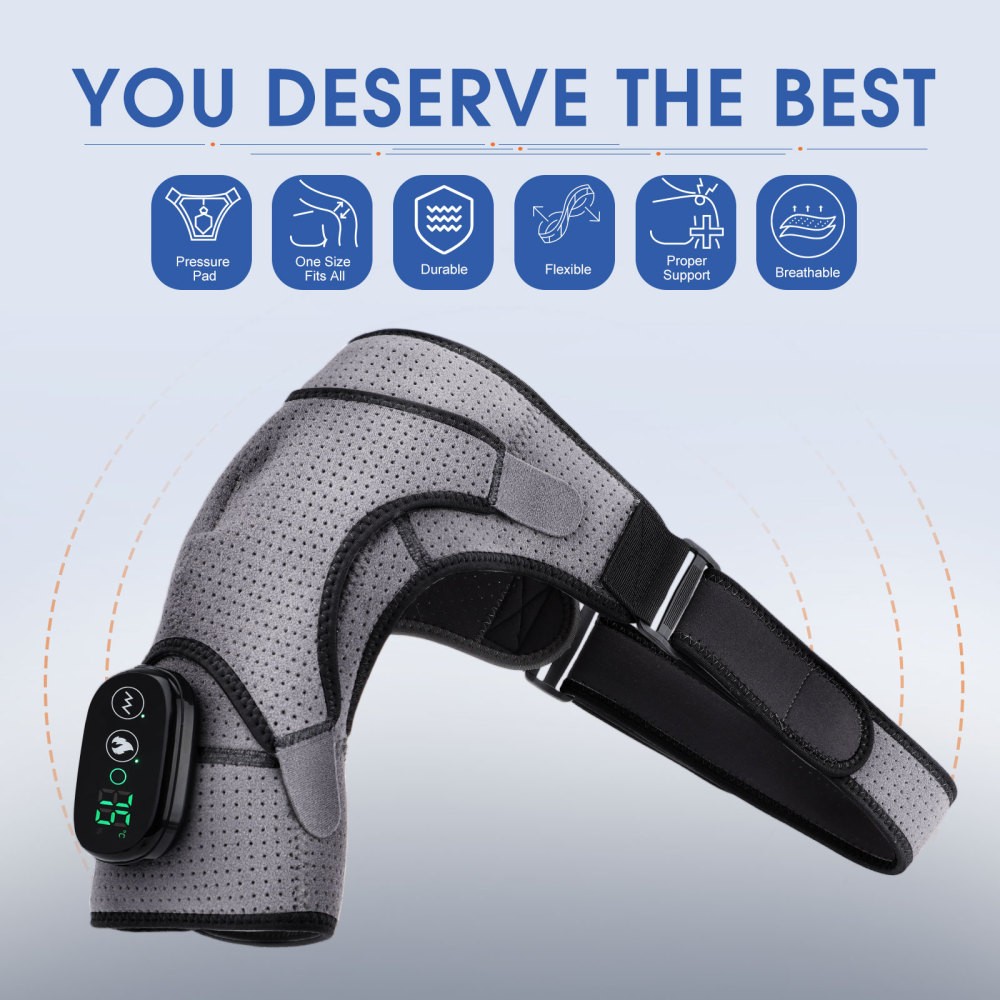Heated Vibration Shoulder Massager Wrap Rotator Cuff Brace Pain Relief Electric