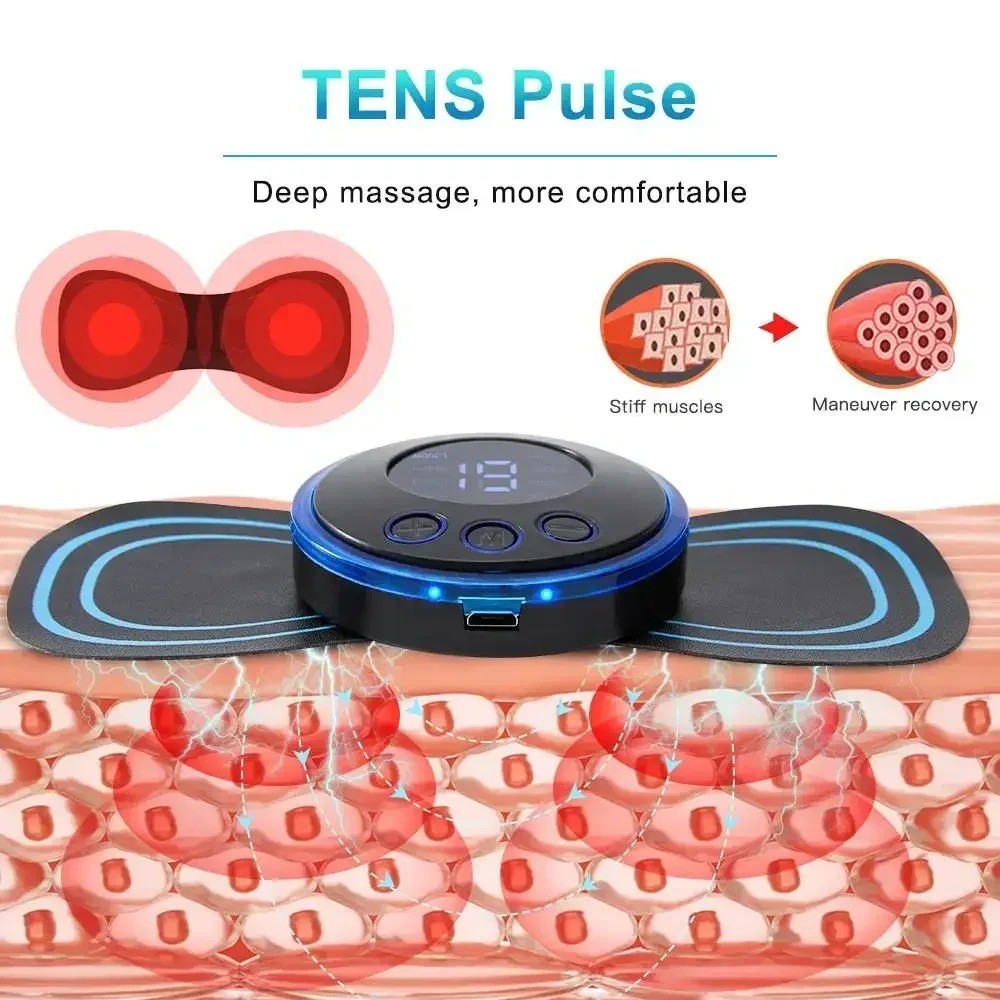 Electric EMS Neck Massager Portable Cervical Pain Relief Gel Pad Stimulator