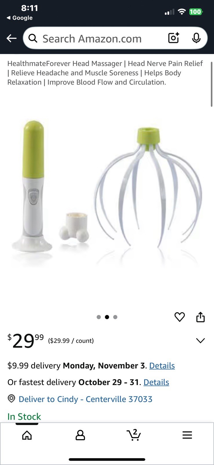 HealthmateForever Therapeutic Solutions Head Massager Scalp Stress Relief Tool