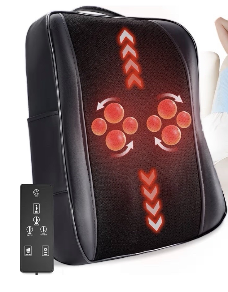 Boriwat R19 Shiatsu Back Massager Cushion Heat 8 Nodes Black Handle