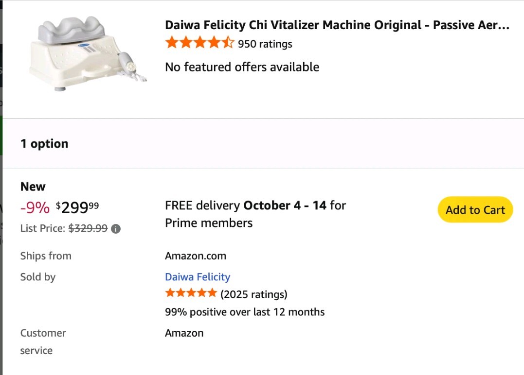 Daiwa Felicity Original Chi Machine Passive Aerobic Exerciser Vitality Swing
