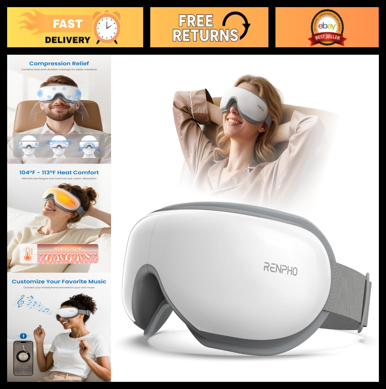 Heated Eye Massager with Heat – FSA HSA Eligible, Relieves Eye Strain & Tension,