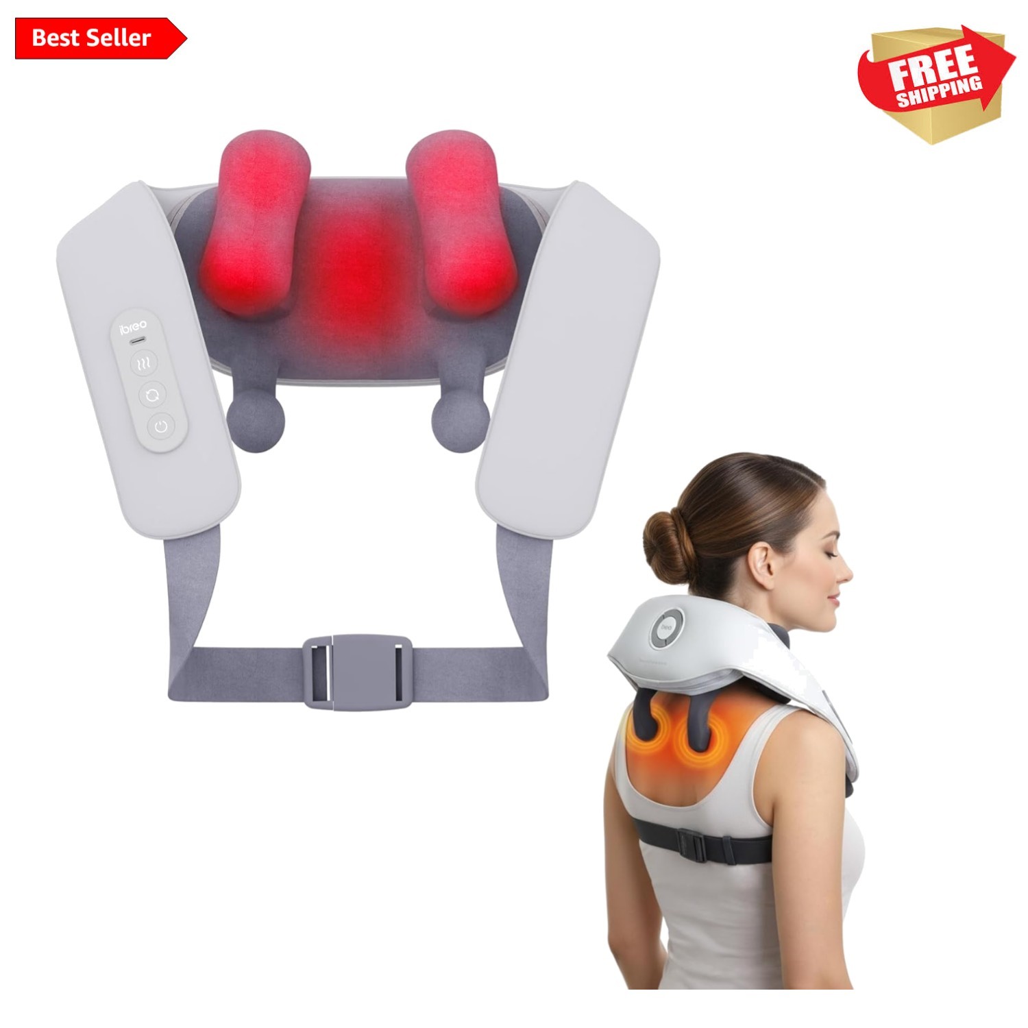 Shiatsu Neck and Back Massagers with Heat, 150 Mins Uses, 4 Modes & Adjustabl…