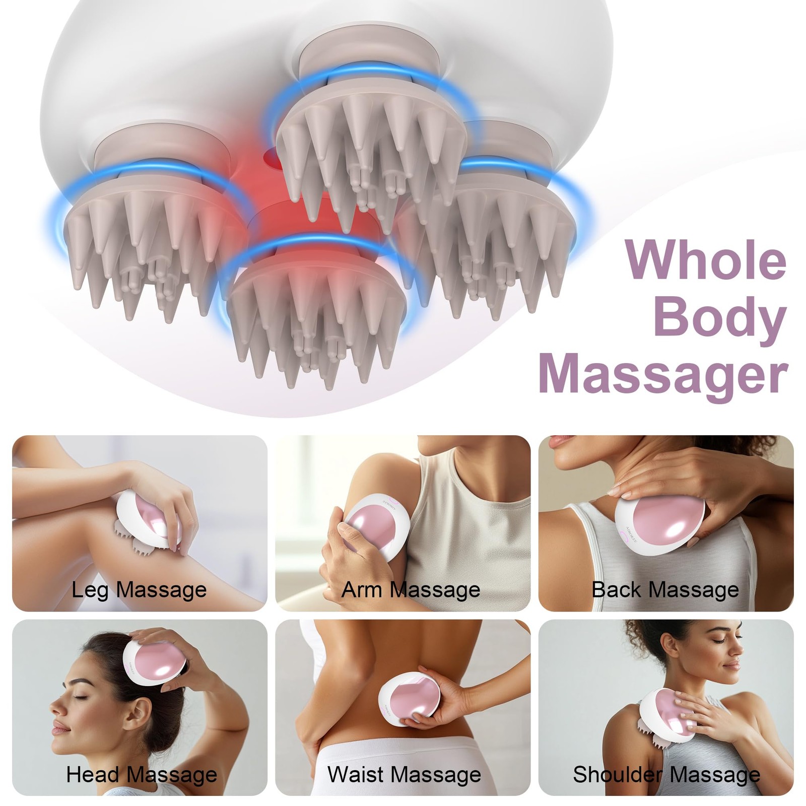 Electric Scalp Massager, Portable Head Stress Relax,IPX7 Waterproof Rechargea…