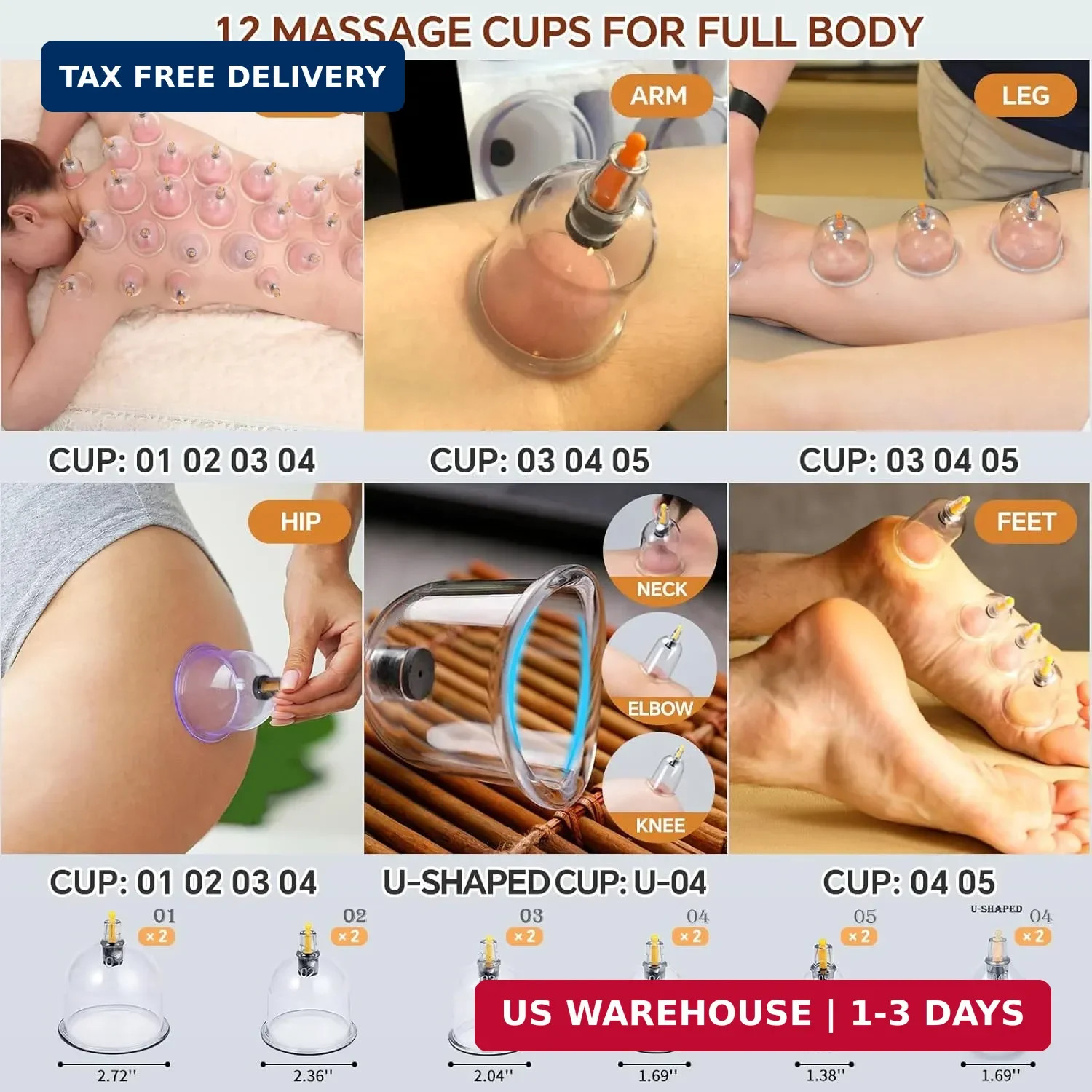Cupping Kit for Massage Therapy Set with Pump 12 Massage Cups for Cellulite Redu