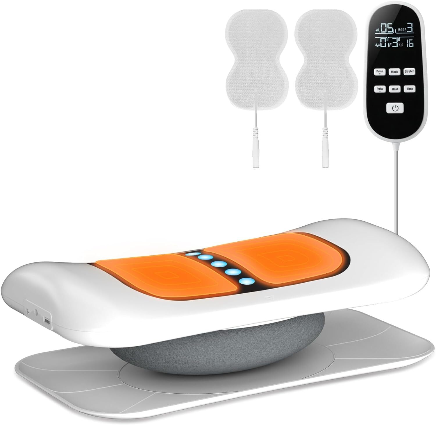 Low Back Stretcher with Heat for Pain Relief, Adjustable Lumbar Traction Device
