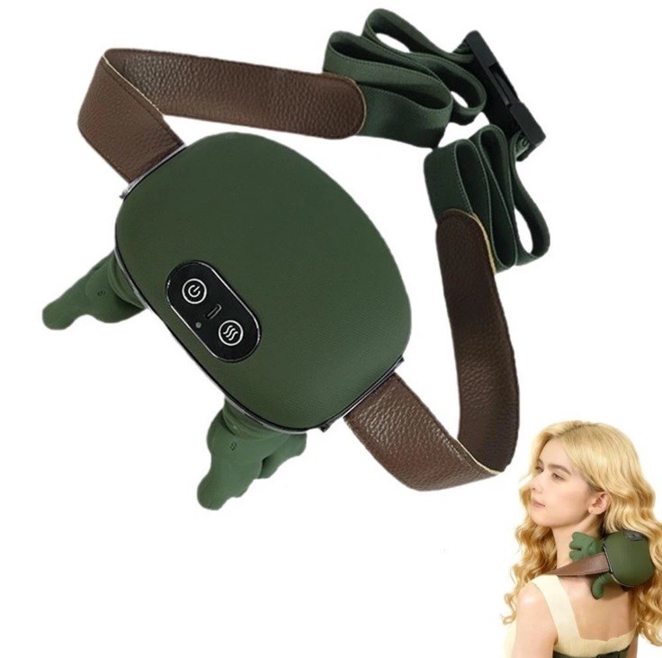 Green Shoulder and Neck Massager Kneading Handheld Adjustable Strap