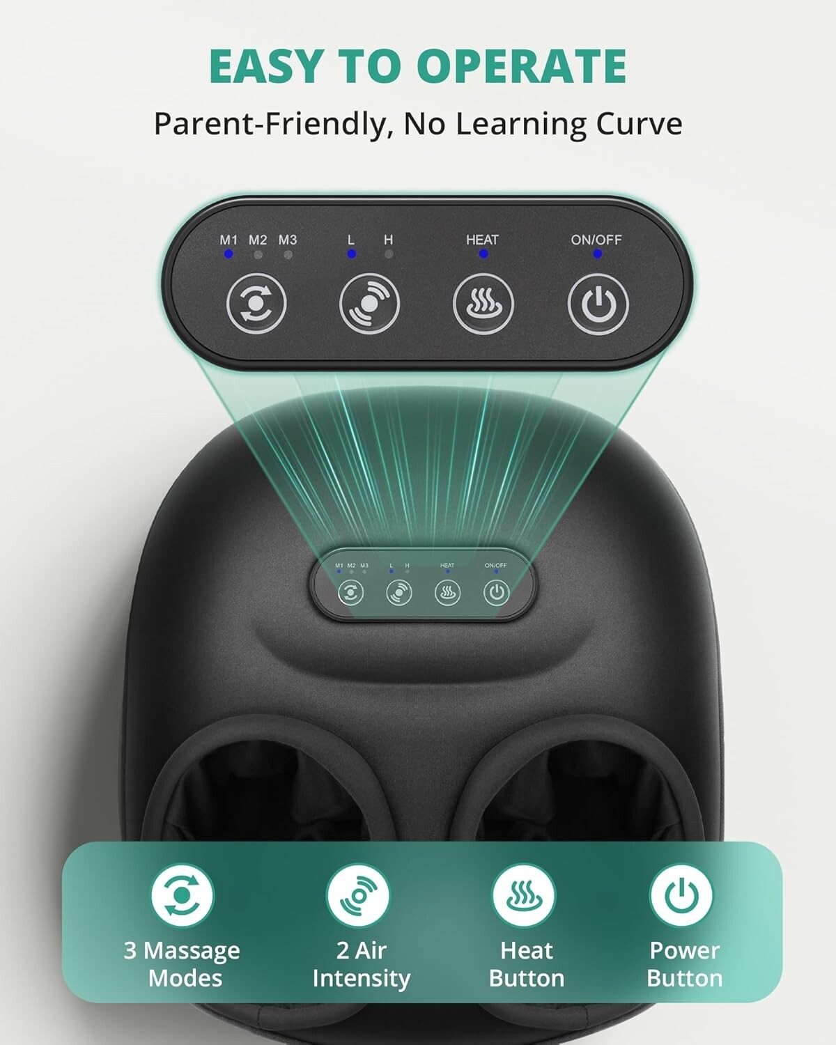 Medcursor Shiatsu Foot Massager with Heat, Deep Kneading Nodes, Black