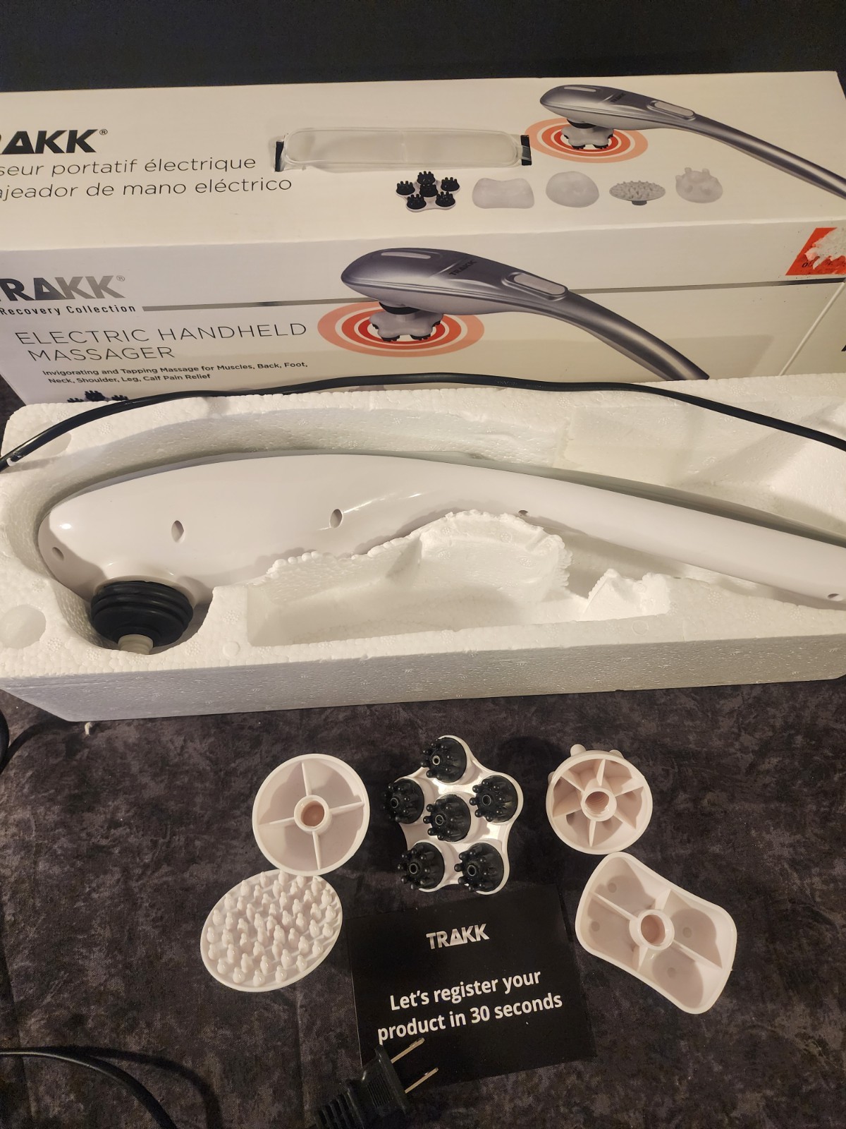 TRAKK Hand-Held Electric Portable Deep Tissue Massager Muscles Back Neck