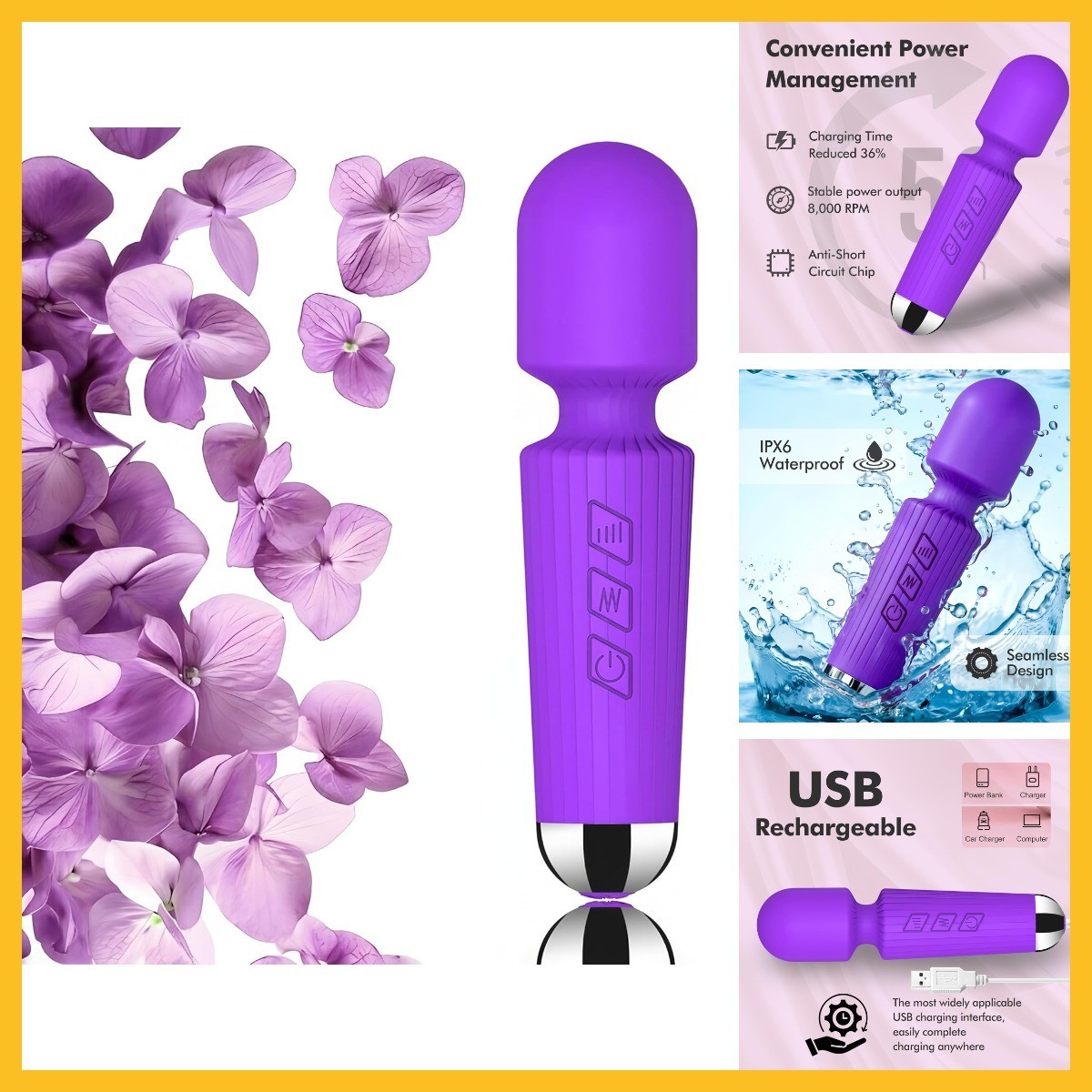 BO330S Portable Quiet Vibrating Mini Massager Men Personal Handheld 1 Pack Noise