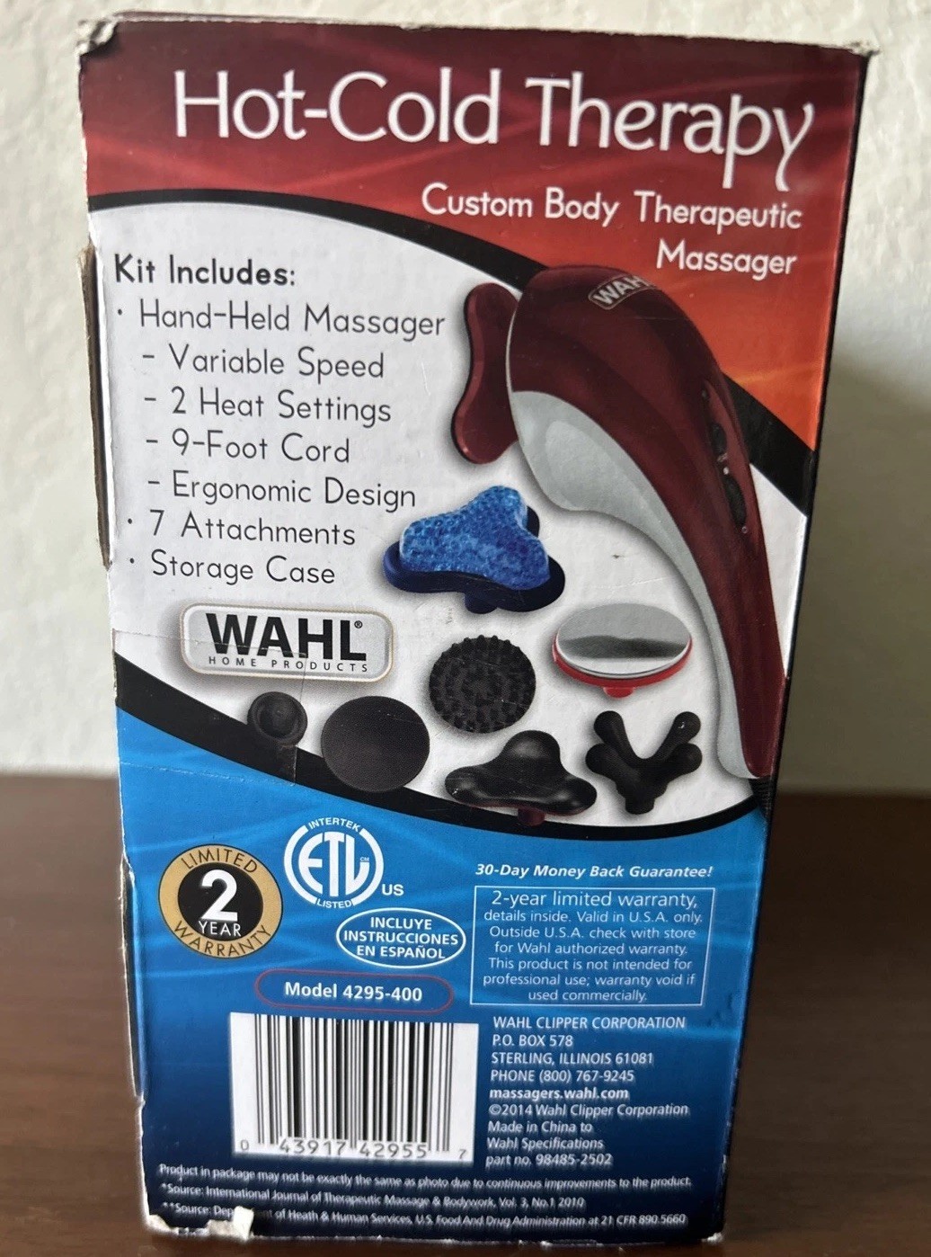 Wahl Hot Cold Therapeutic Massager w/ 7 Unique Attachments Muscle Pain Swelling