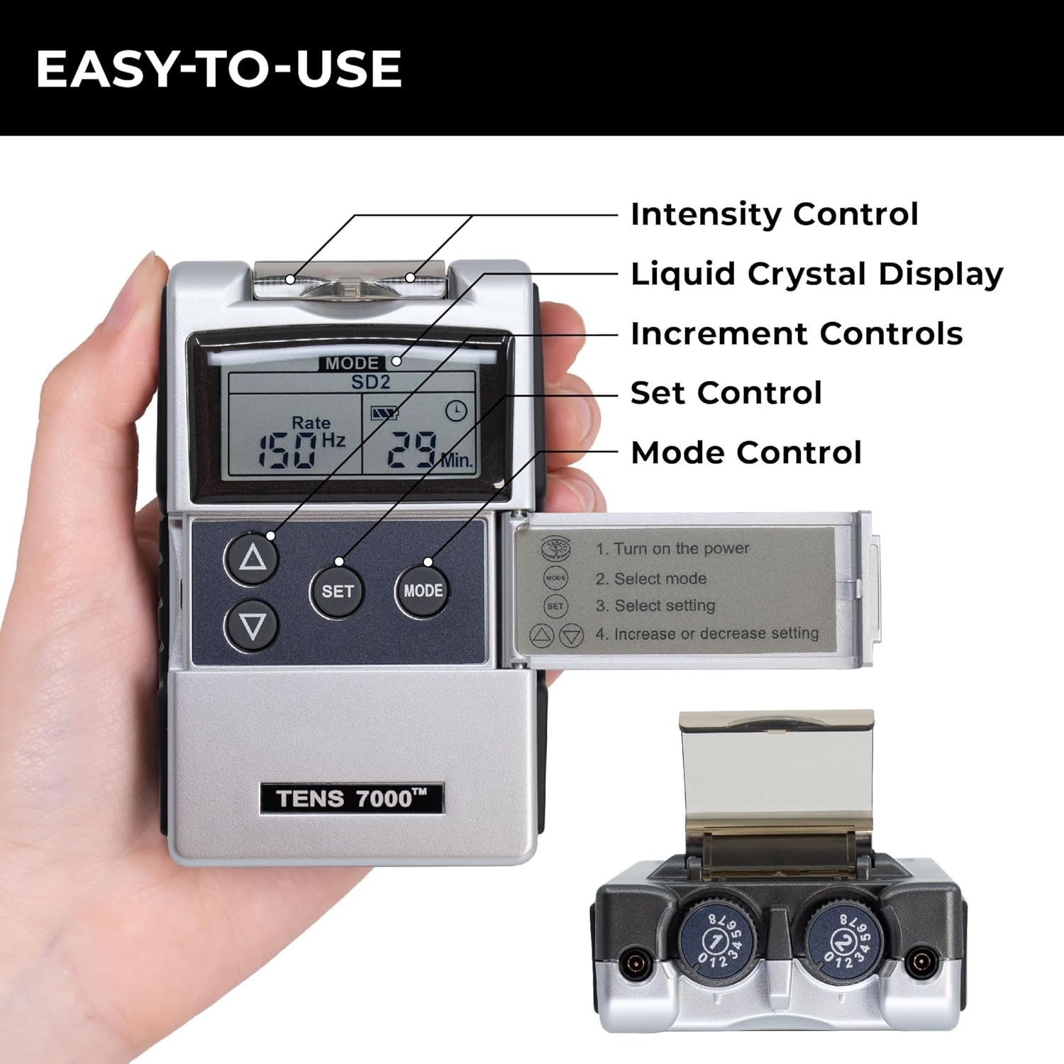 Rechargeable Tens Unit Muscle Stimulator, Back Pain Relief, 4 Electrodes/Unit…