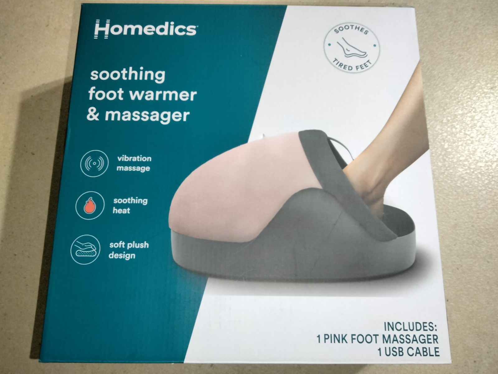 NEW Homedics Vibration Massager w/ Soothing Heat Foot Warmer New In Box