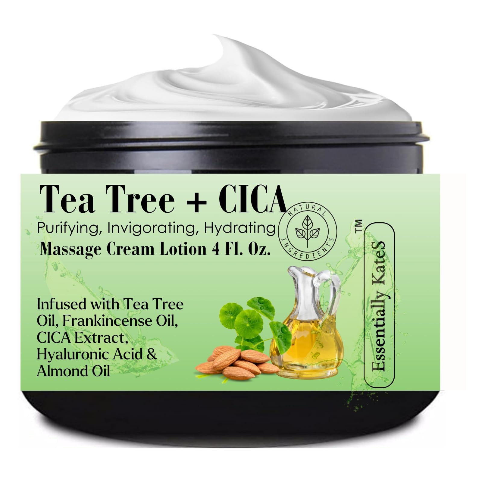 Tea Tree 2.5% Body Cream Massage Lotions 4 oz, Infused with Centella Asiatica…