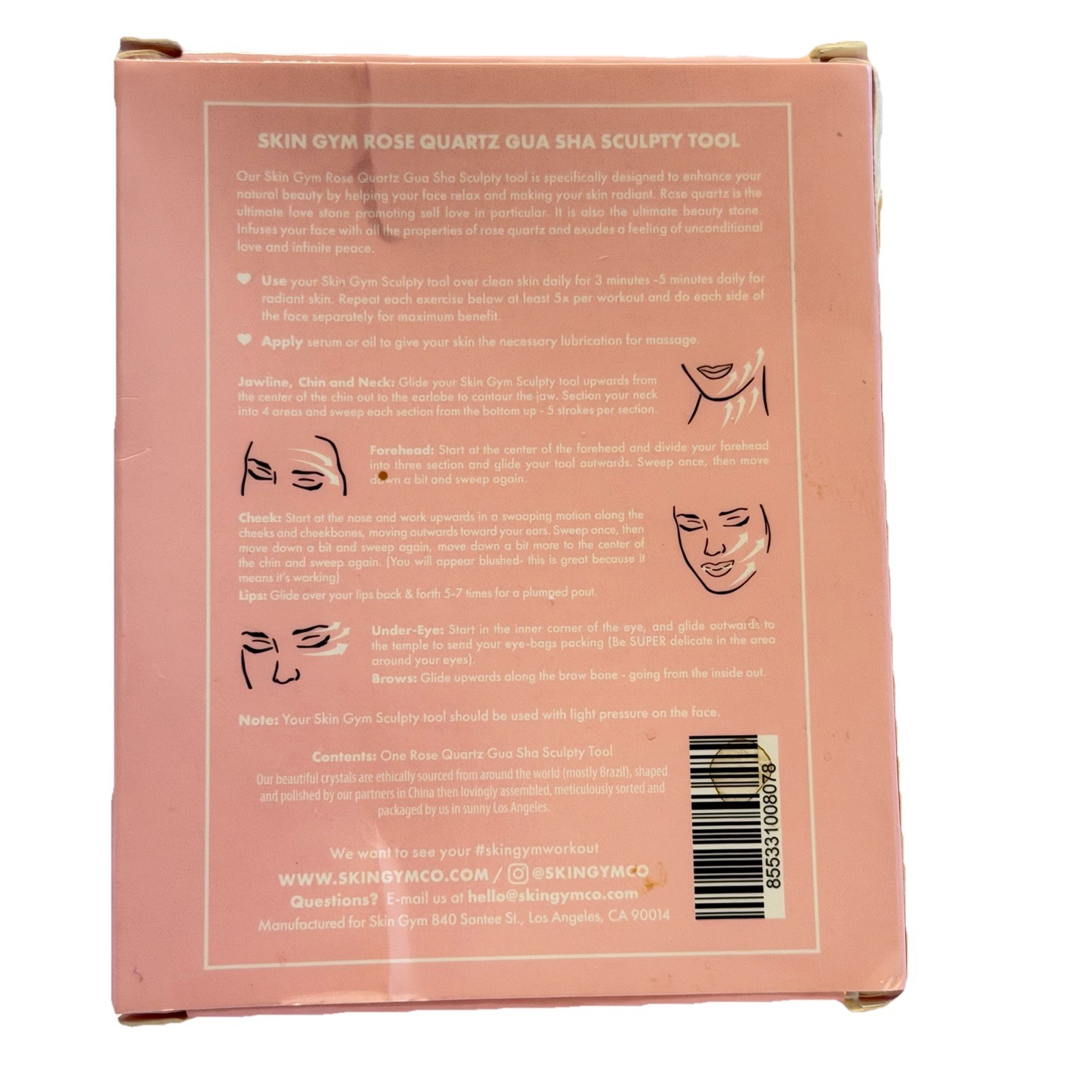 Skin Gym Rose Quartz Gua Sha Crystal Sculpty Tool Massage Your Facial Muscles