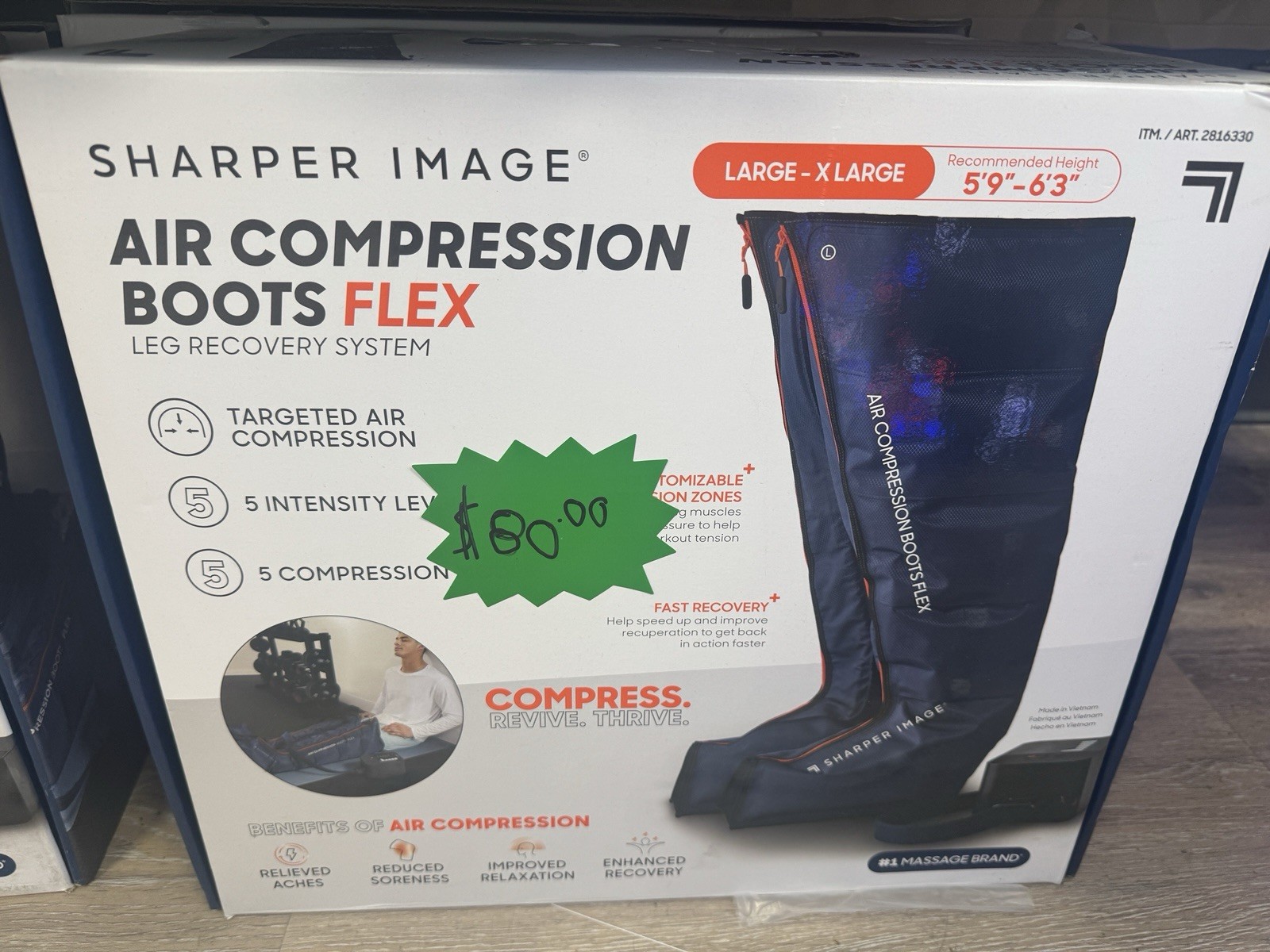 Sharper Image Air Compression Boots Flex Leg Recovery System Large/XLarge (Blue)