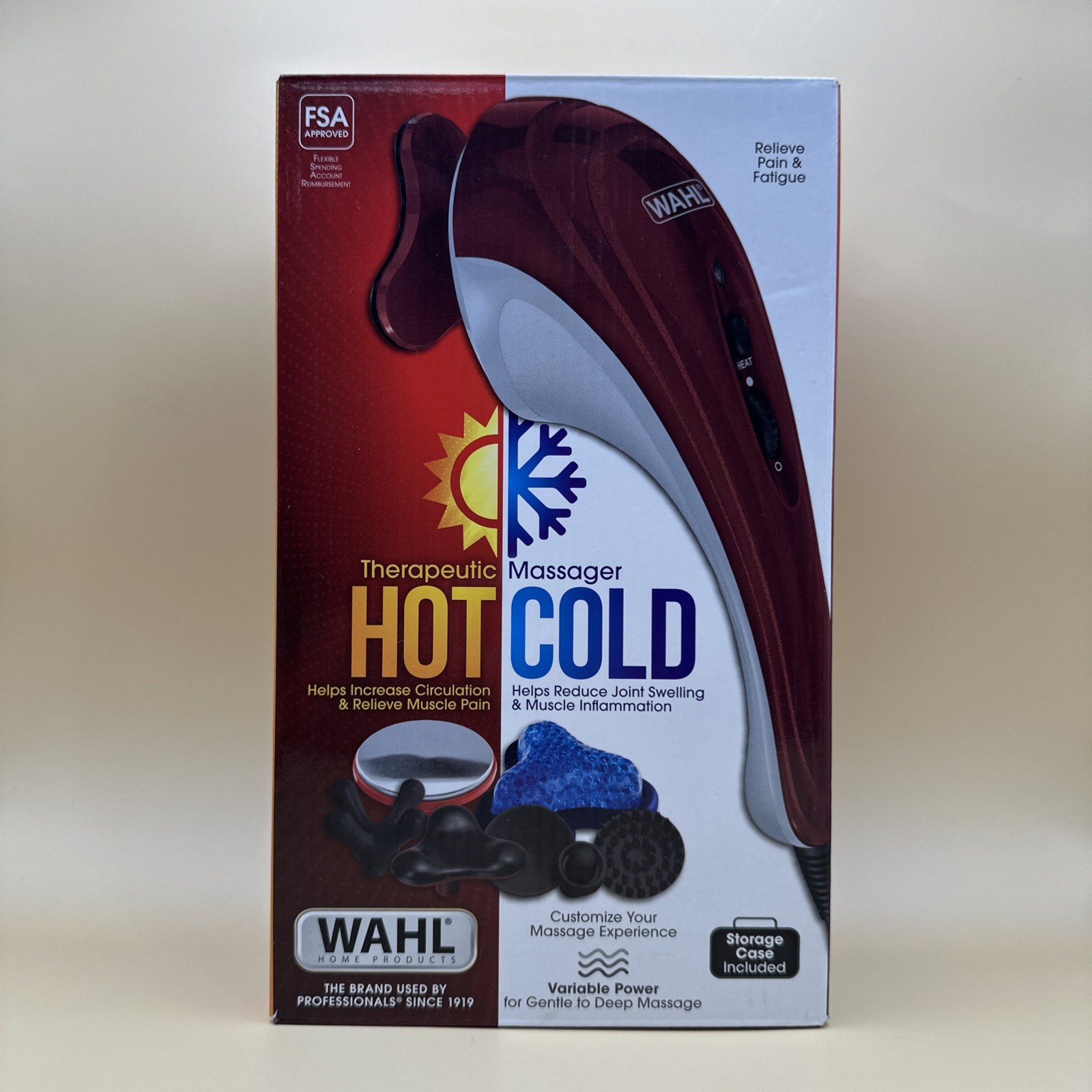 WAHL Hot & Cold Therapeutic Body Massager Model 4295-400 w/t Bag & 7 Attachments