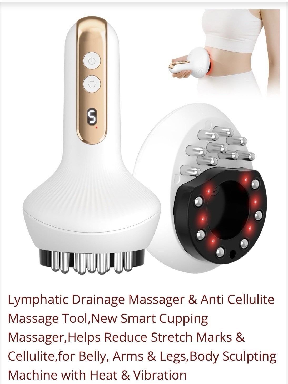 Anti-Cellulite Massager Heated Vibrating Cupping Tool for Belly Arms Legs USB