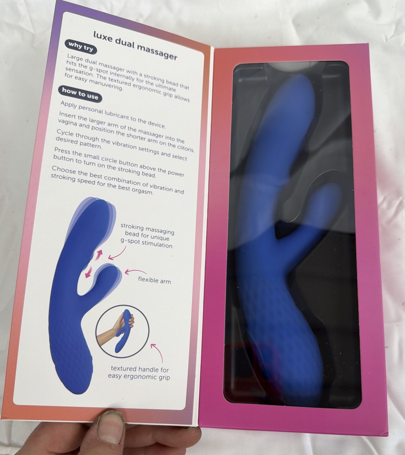 New Plus One Luxe Dual Massager BLUE Rechargeable 2 Vibration Points