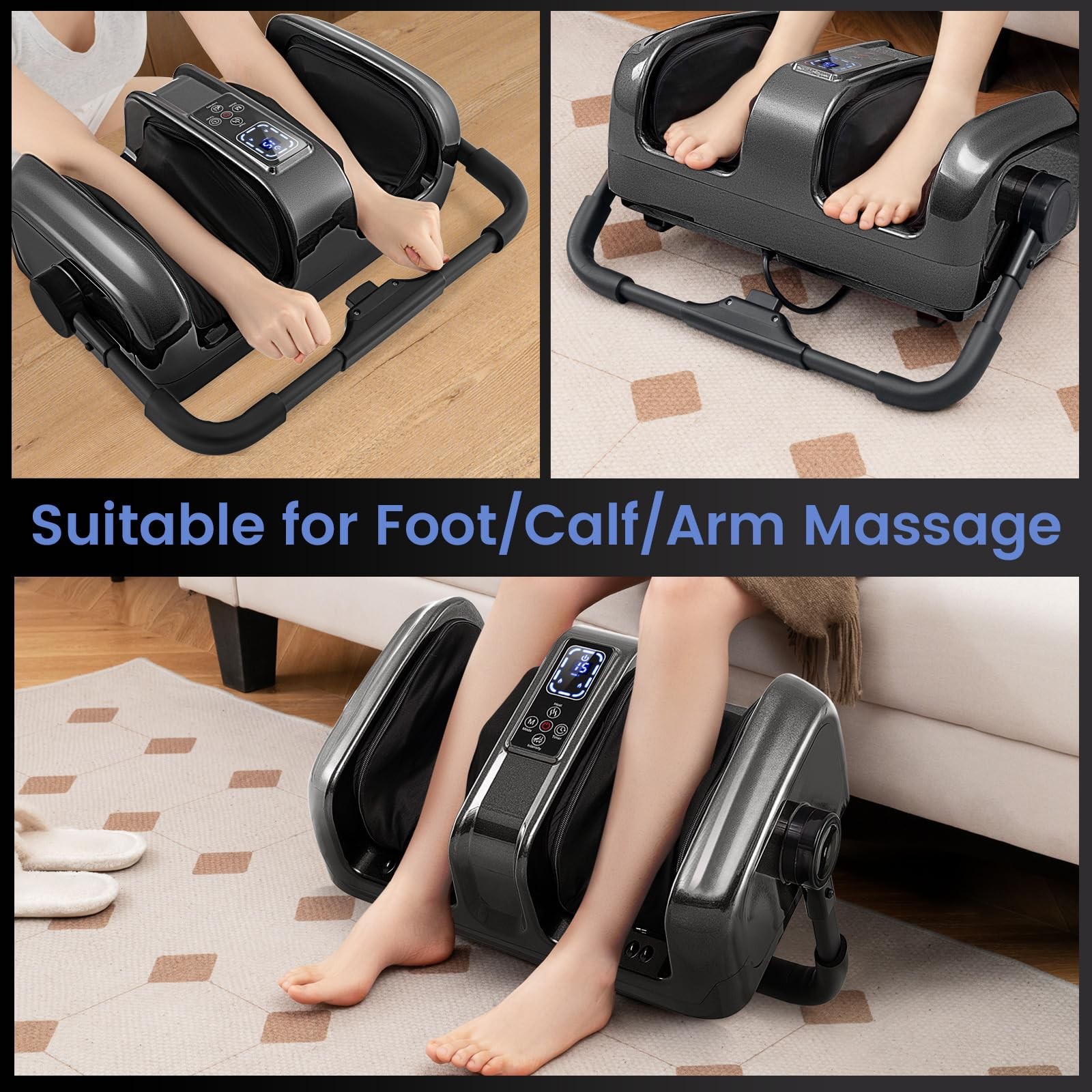 Chefjoy Foot Massager Heat Shiatsu Foot Massager W/ 3 Modes Speed Washable