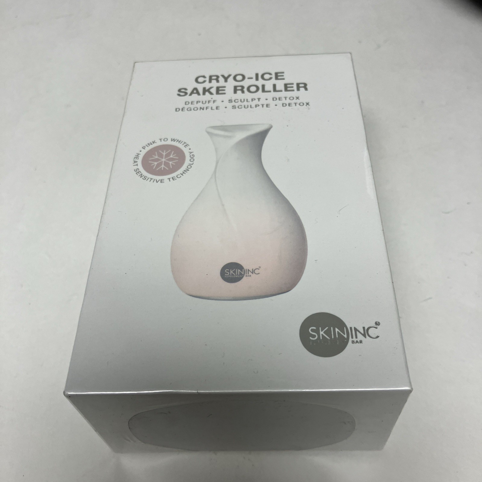 Skin Inc Cryo Ice Sake Roller – Depuff Sculpt Detox – Pink To White New Sealed
