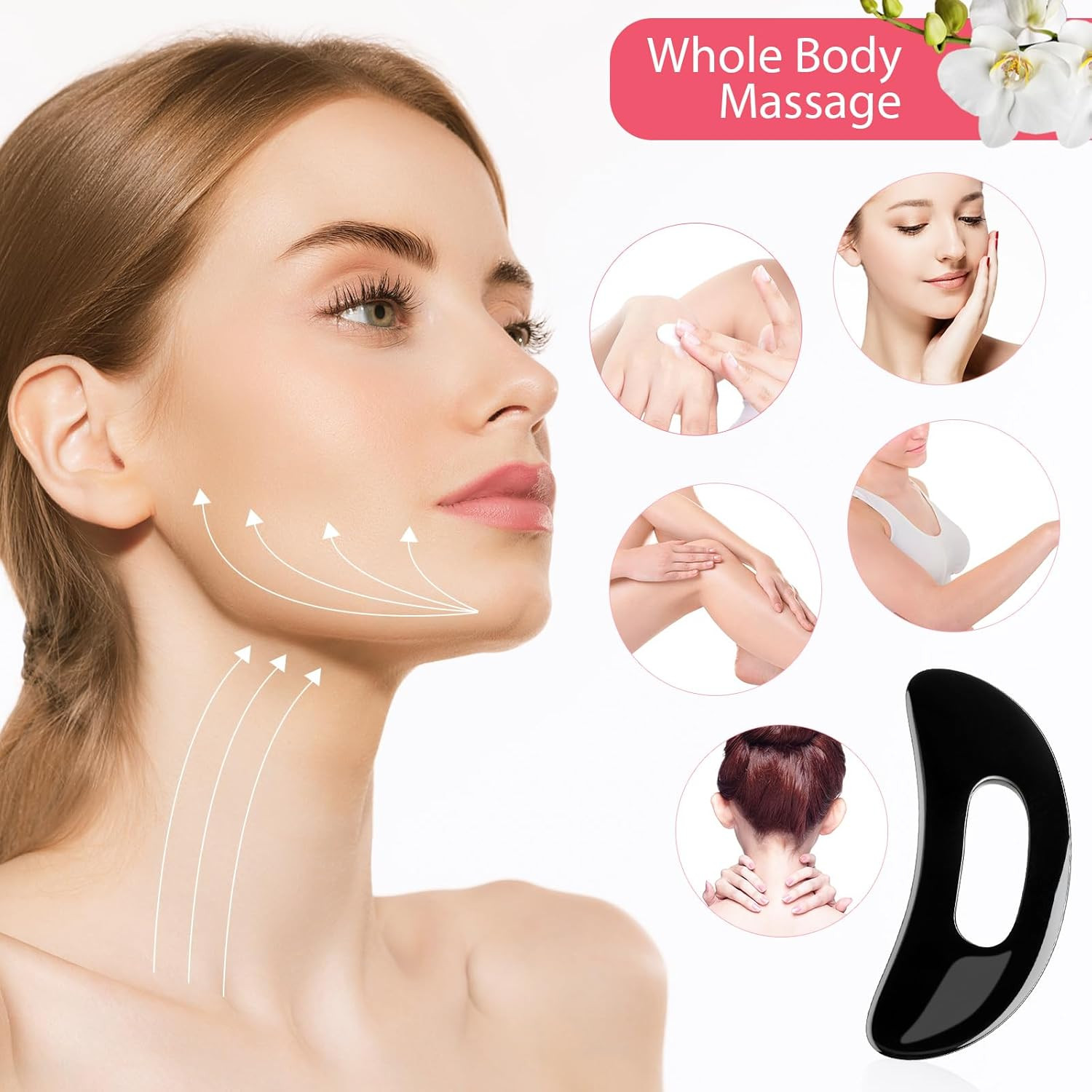 5 Pcs Gua Sha Facial Tools Set and 1 Pcs Body Gua Sha Massage Tool with Handle f