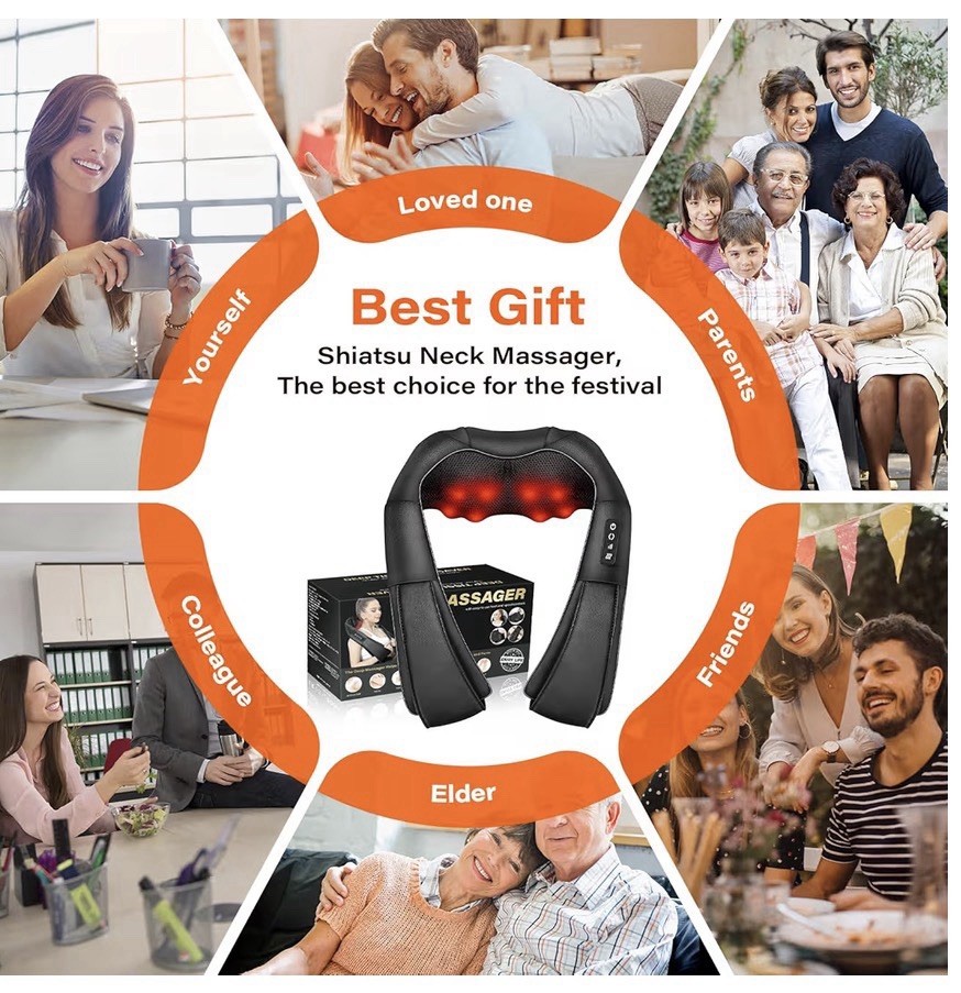 Neck & Back Massager w/Heat, 3D Shiatsu Deep Tissue Pillow Pain Relief