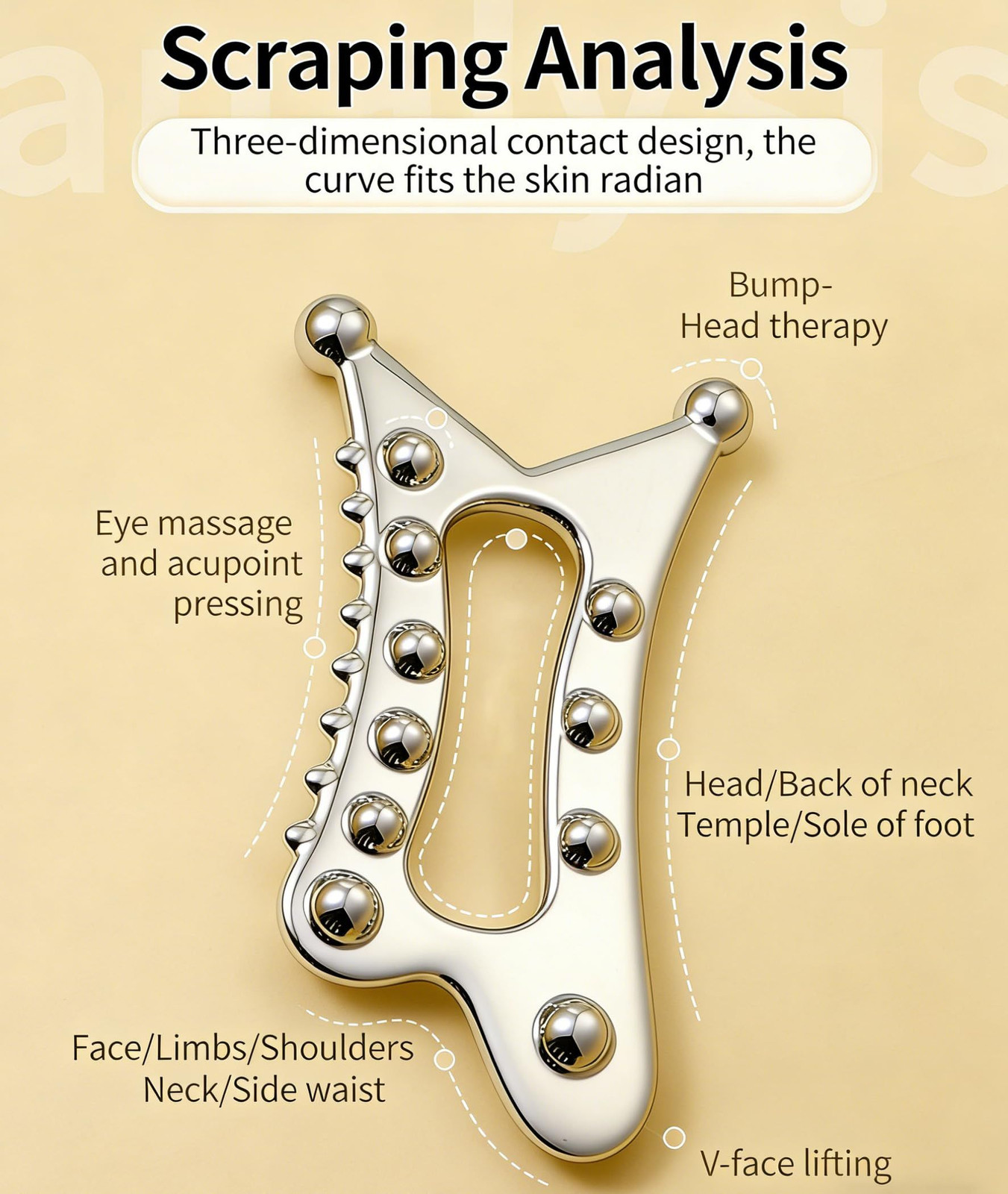WINRIOO Stainless Steel Gua Sha Facial Tool，Metal Guasha