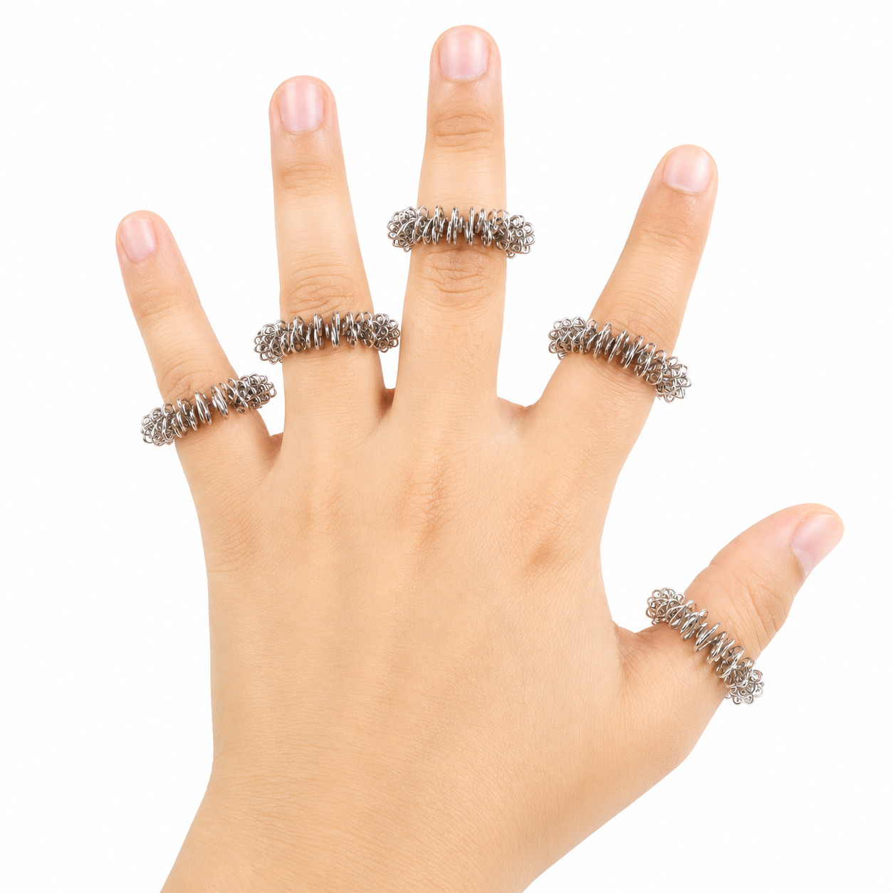 5 Wooden Massage Sticks & 5 Acupressure Rings Hand Massage Combo Pack