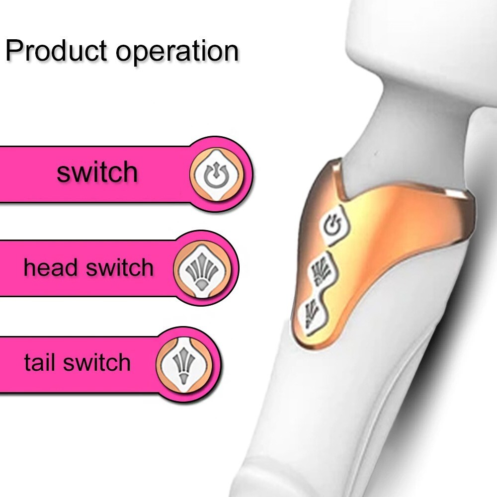 Double Delight Wand Massager, Personal Massager with Powerful Vibration – White
