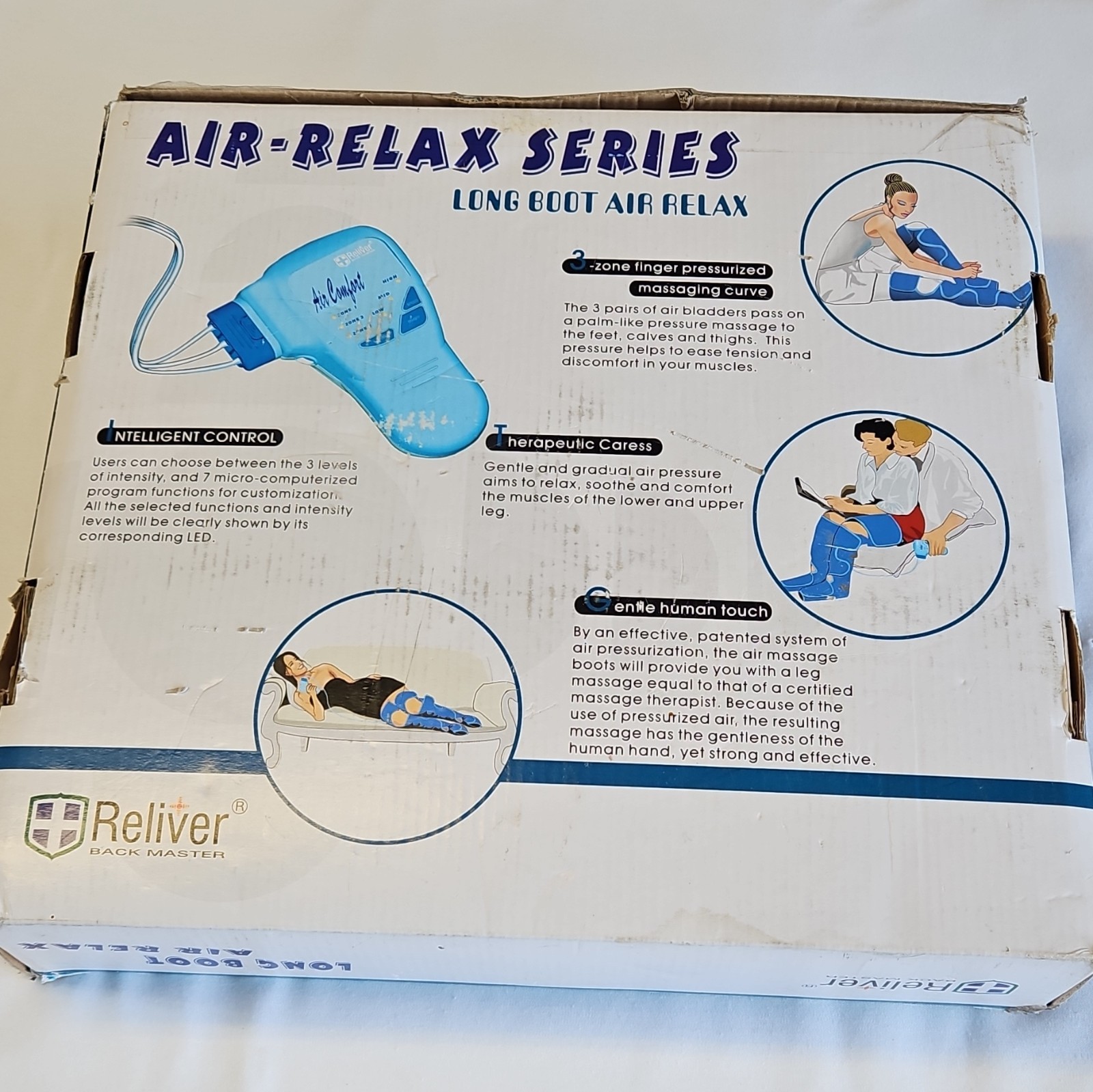Reliver Air-Relax Series Long Boot Air Compression Leg & Foot Massager Blue