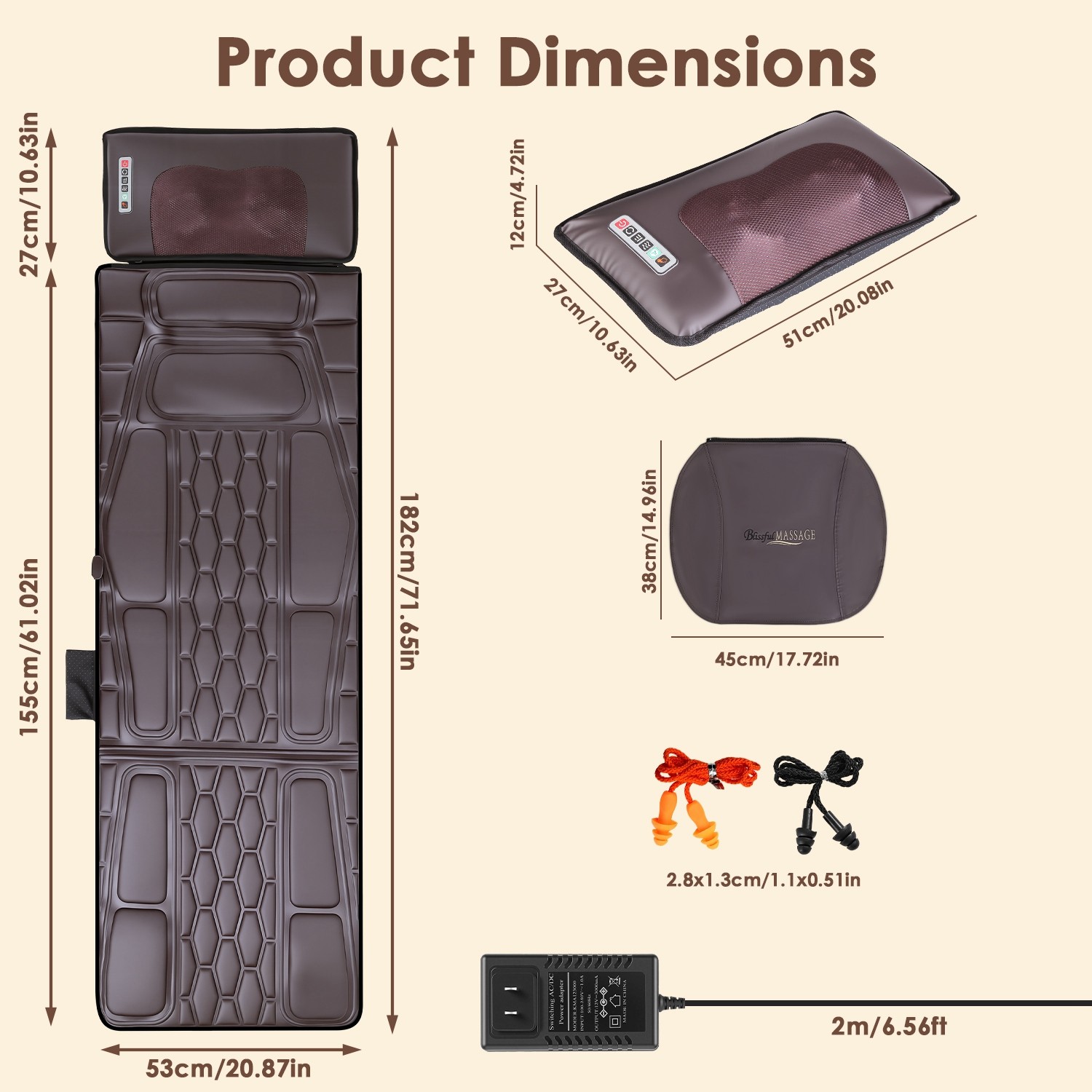 PU Leather Full Body Massage Mat Complete with Shiatsu for Reclining Chair