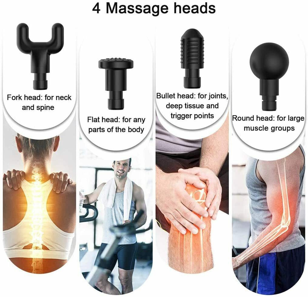 6 Gears Muscle Deep Tissue Massager Wireless Fascia Gun Gym Recharge 4000r/min
