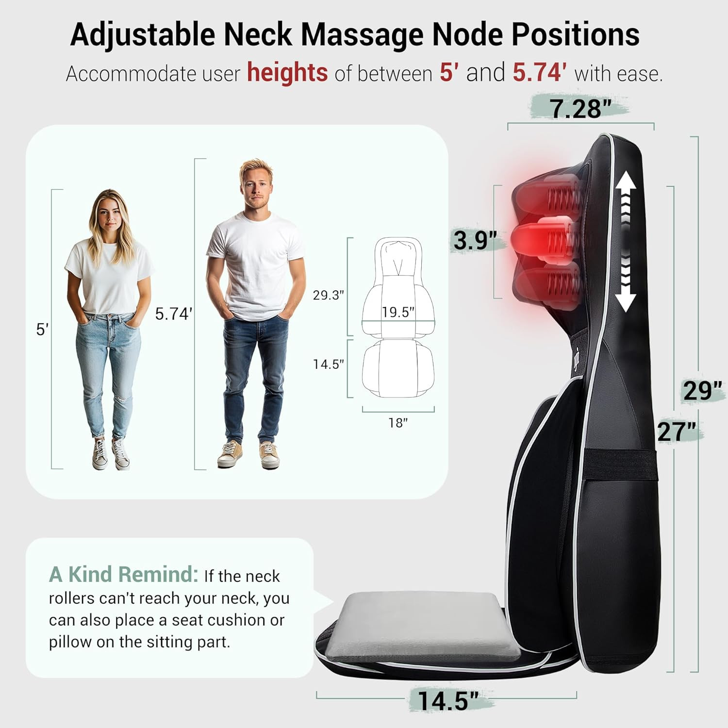 Shiatsu Neck & Back Massager with Heat – FSA/HSA Approved, Portable Pad