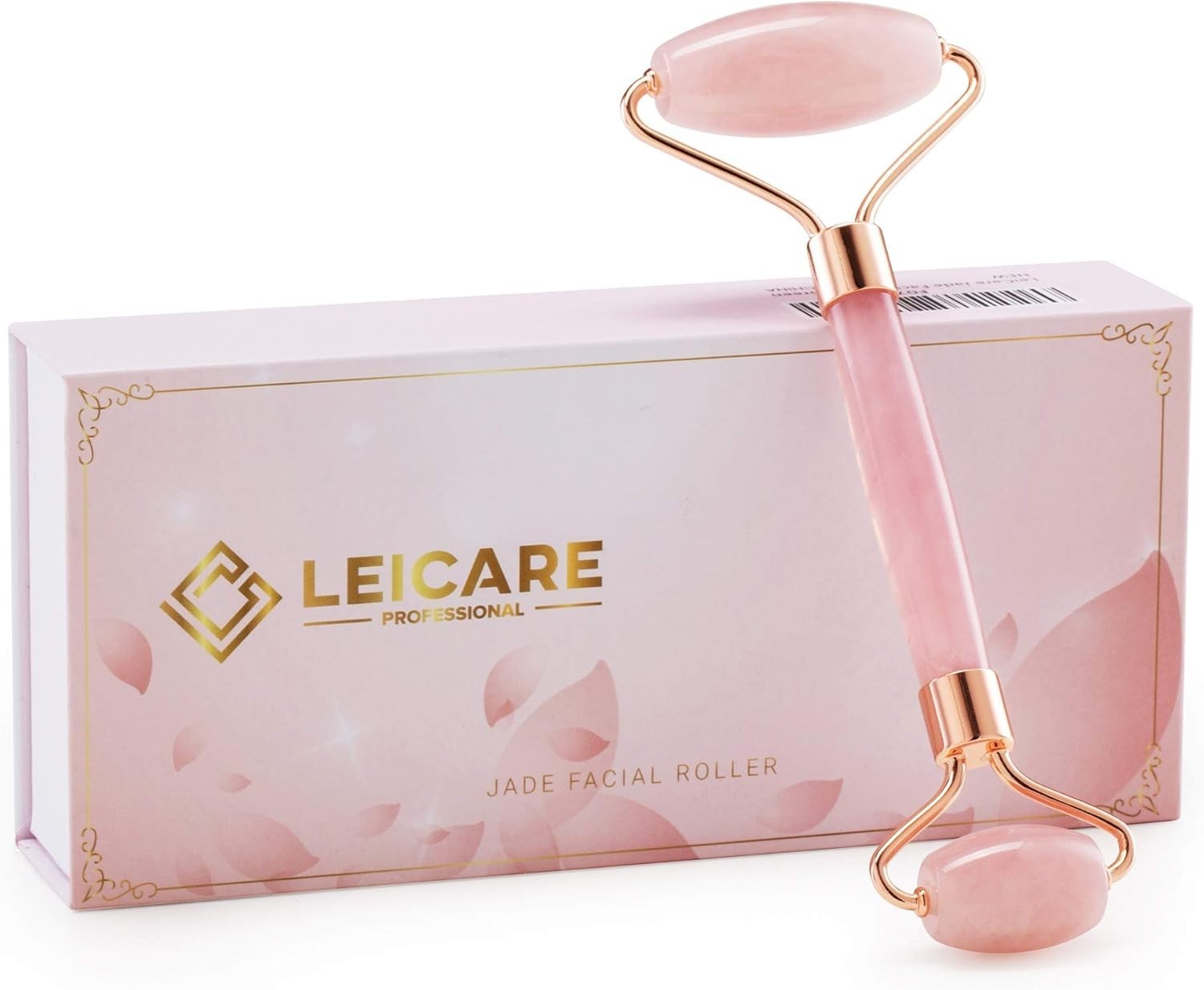 Jade Roller for Face – Rose Quartz Face Roller Skin Care – Stone Facial Rolle…
