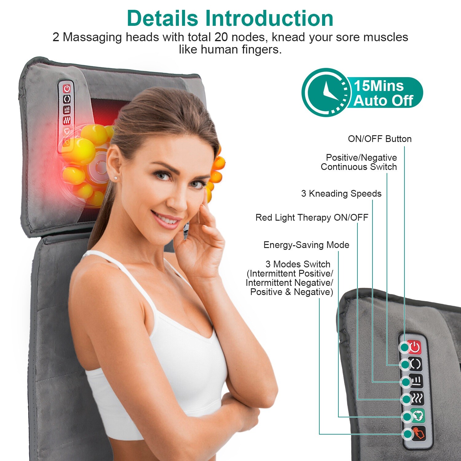 Full Body Electric Heating Pad Massager Mat Shiatsu Neck Massager Electric Mat